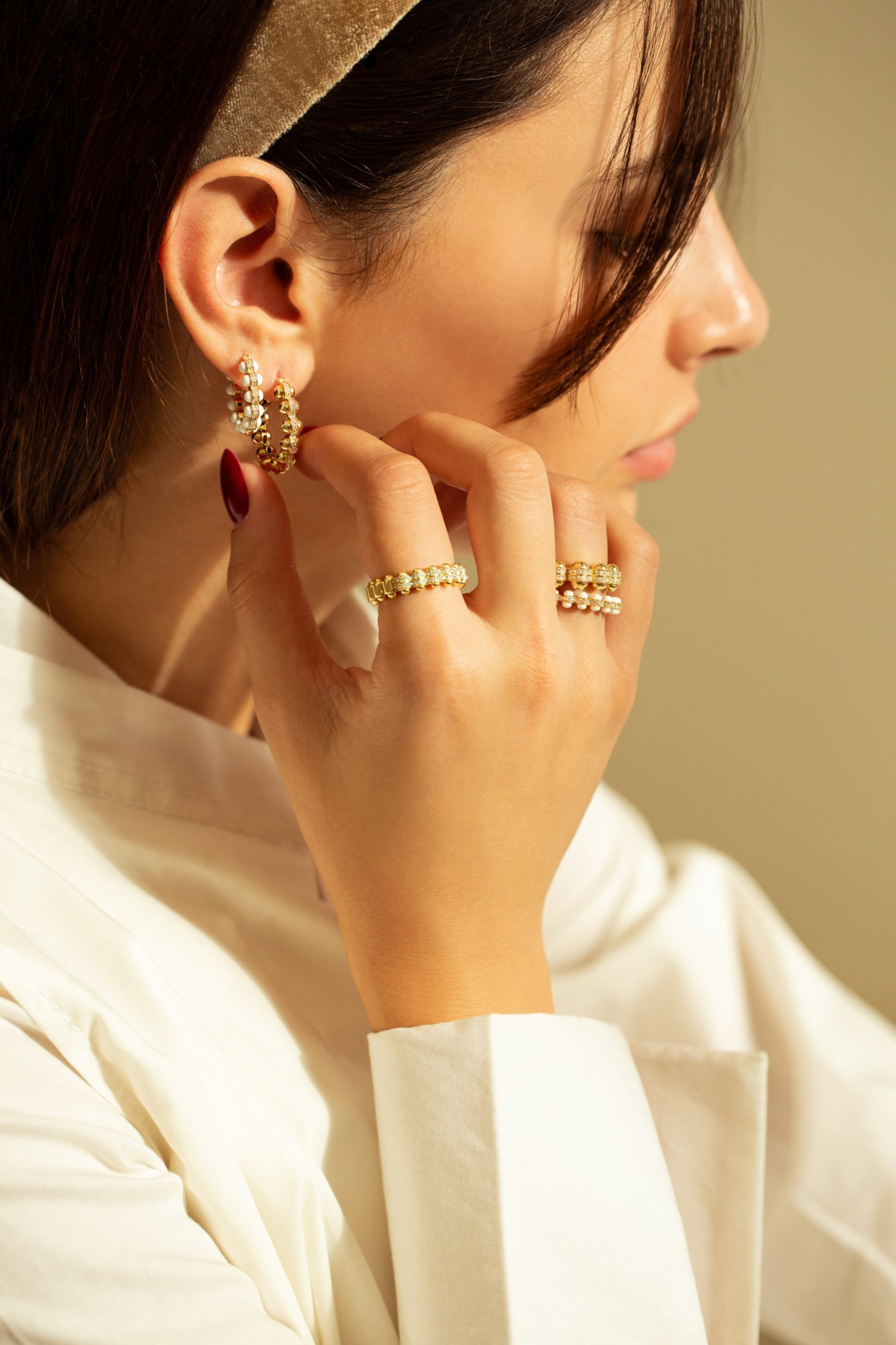 Gold Atom Earrings Size 4