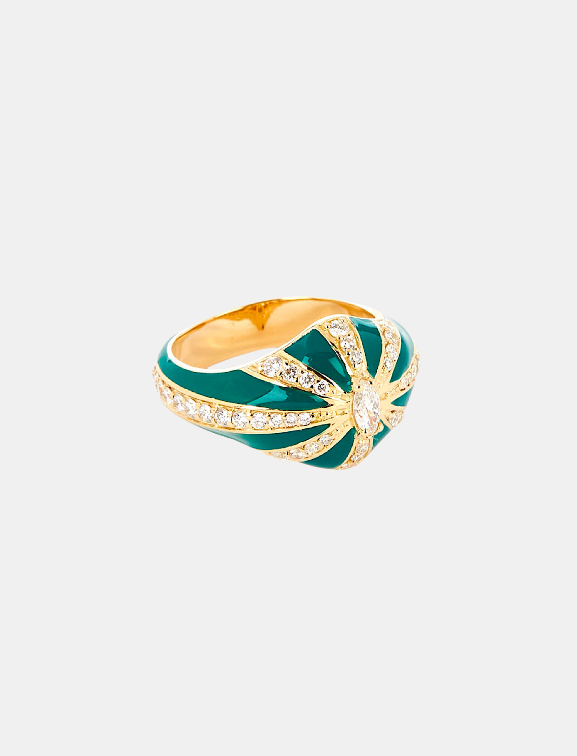 Lila Ring with Green Enamel
