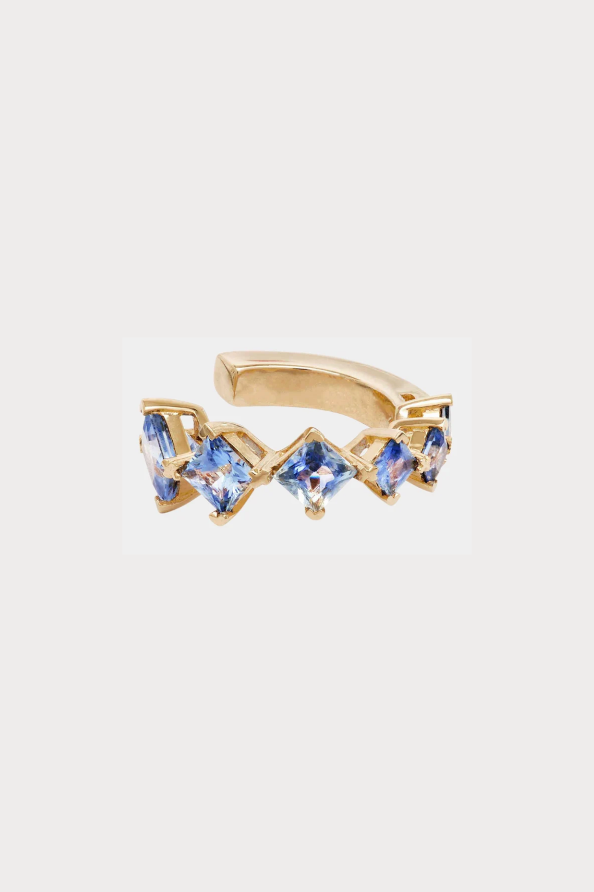 Blue Sapphire Single Round Ear Cuff