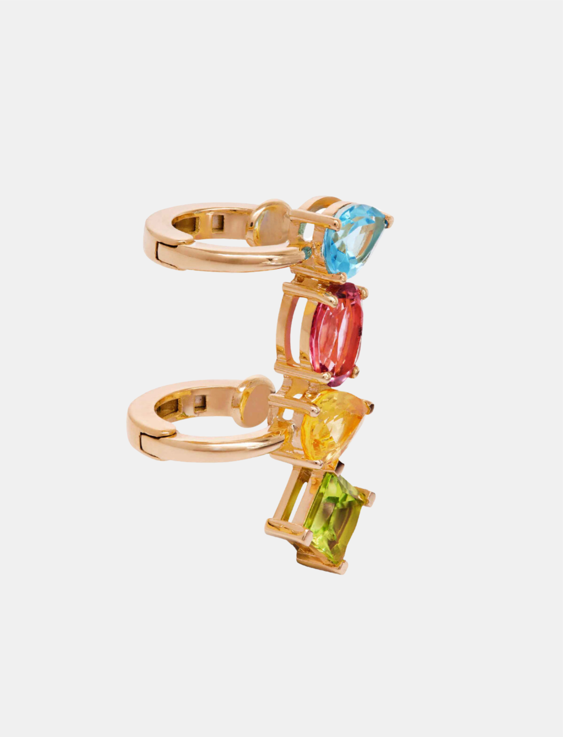 Blue Topaz, Tourmaline, Peridot & Sapphire Single Ear Cuff