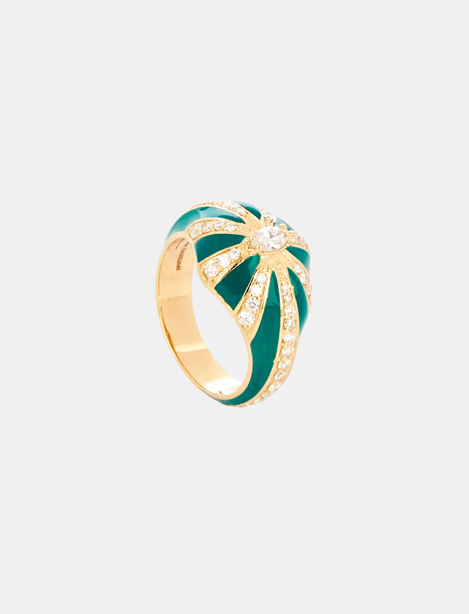 Lila Ring with Green Enamel