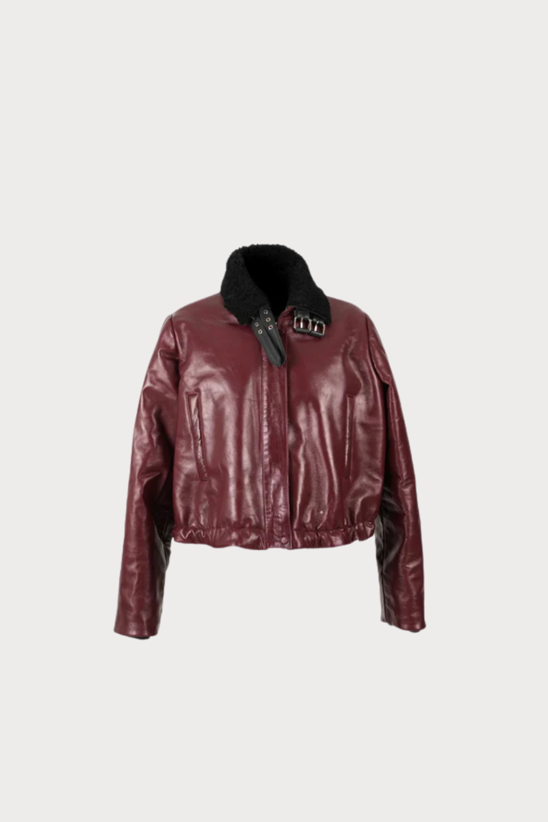 Jasper Leather Bomber Jacket Burgundy