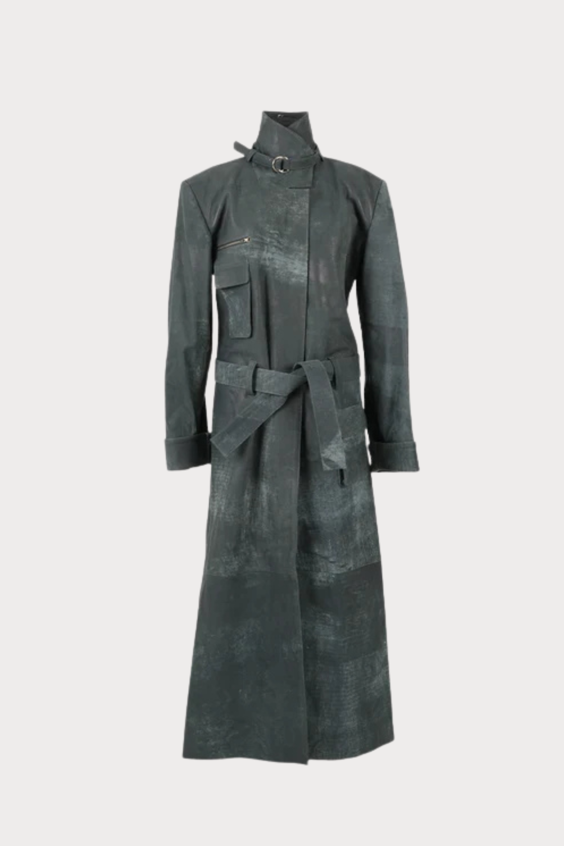 Austin Leather Coat Washed Grey