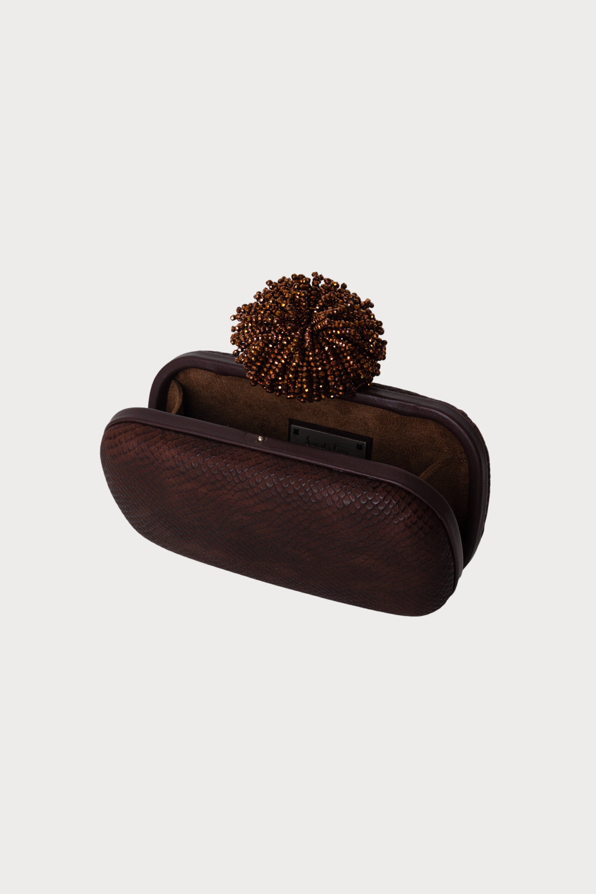 Dahlia Crystal On Brown Leather Box