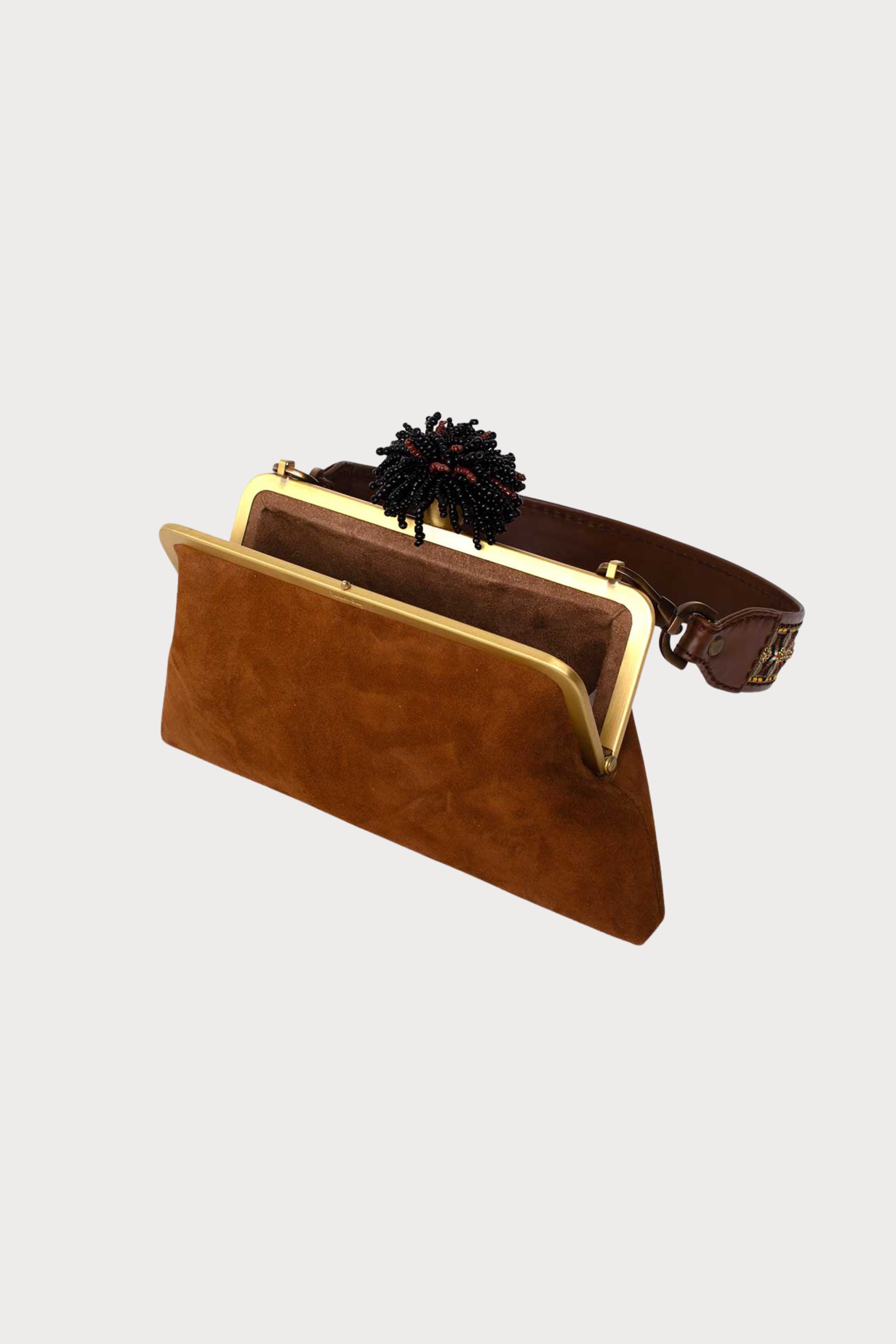 Dahlia On Brown Suede Classic Bag With Strap