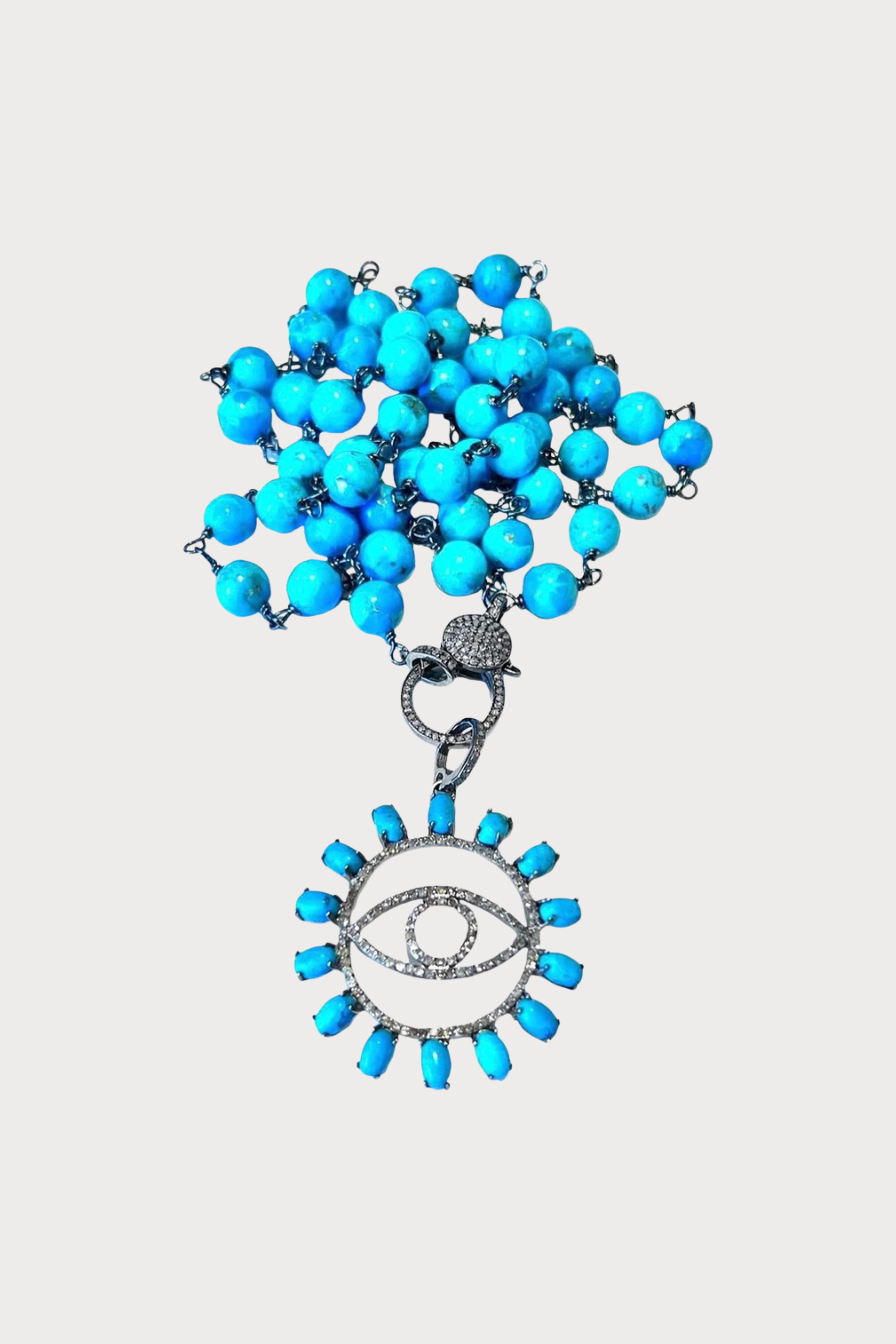 Turquoise Diamond Evil Eye Necklace
