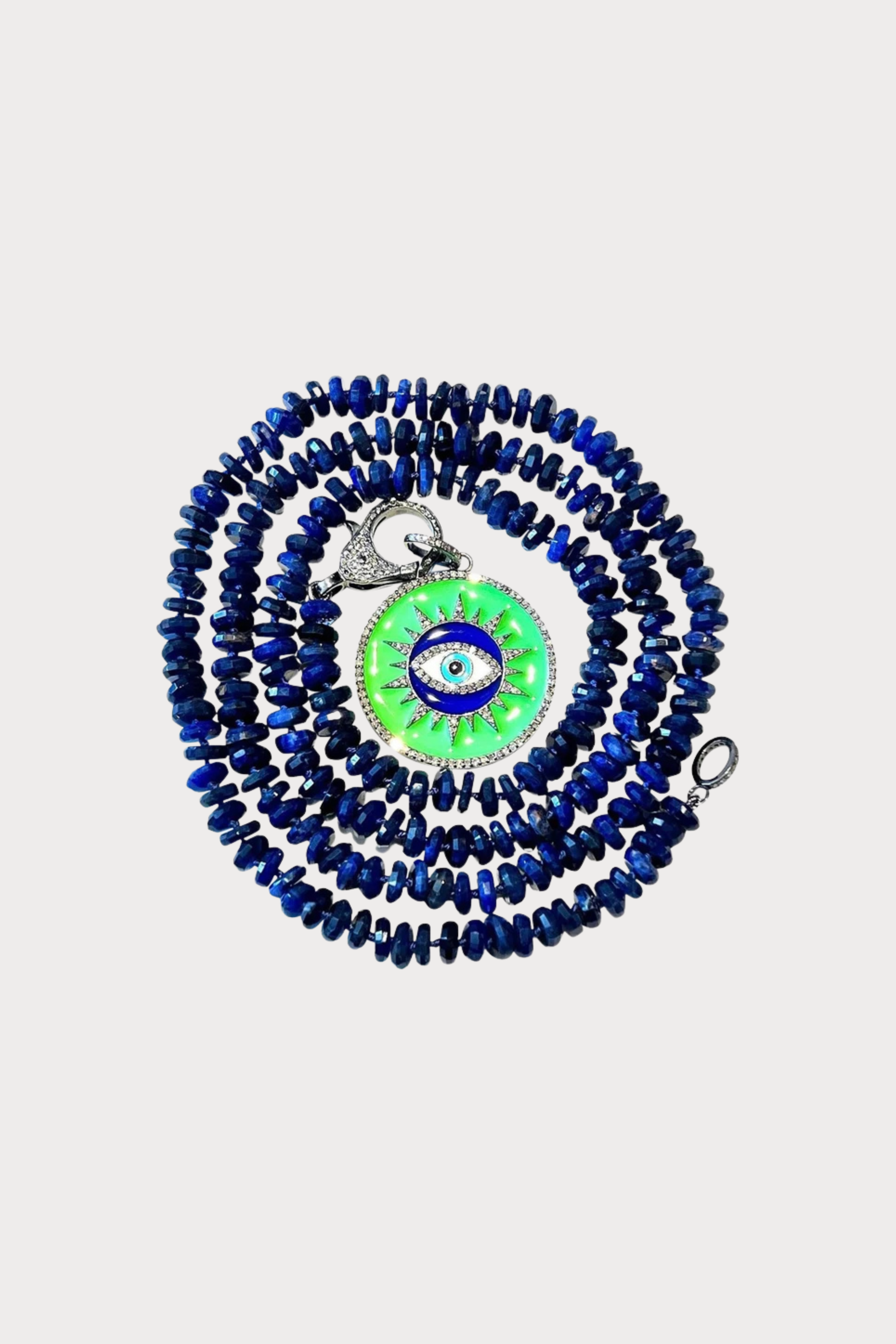 Sodalite Diamond Evil Eye Necklace