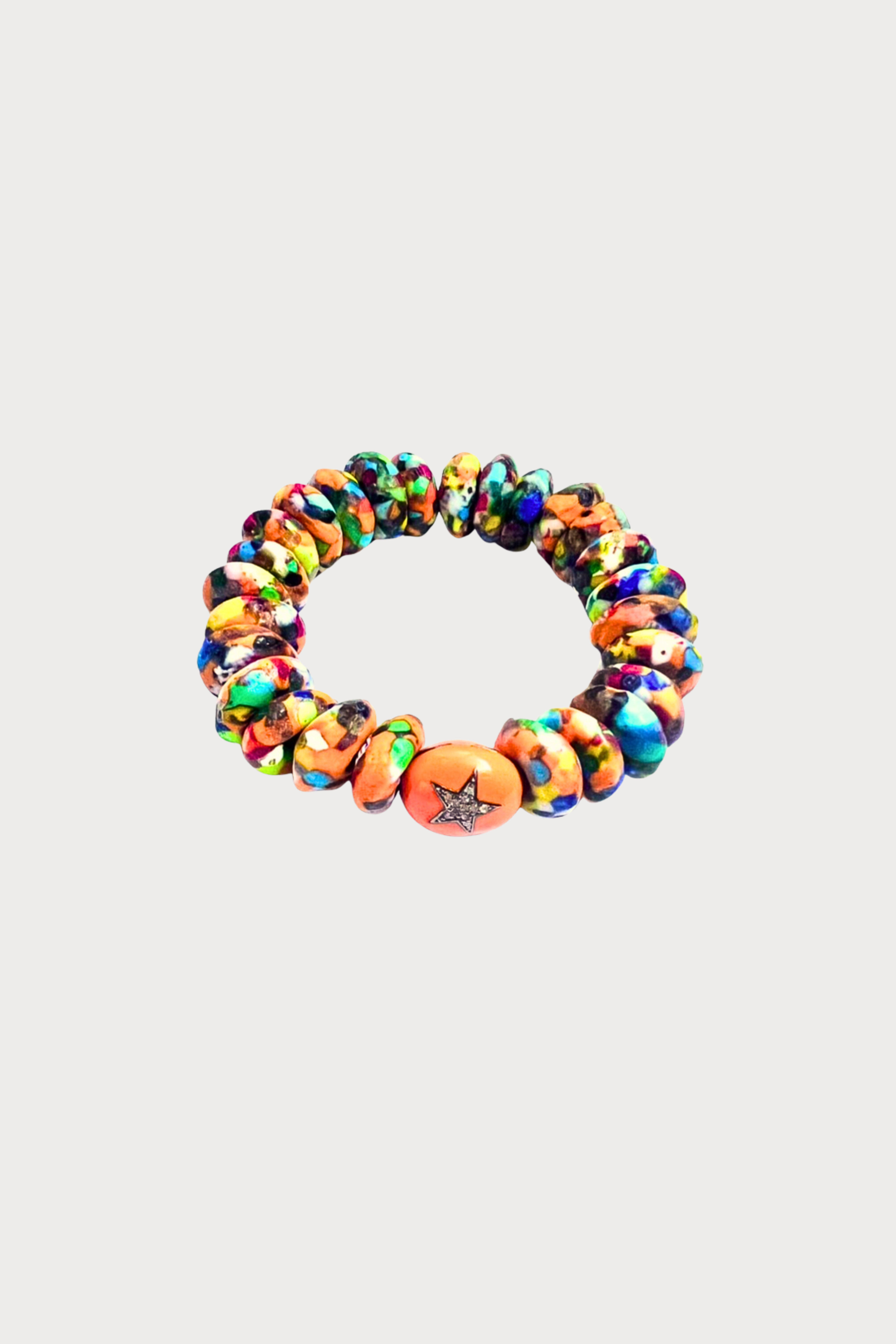Multi Color Bracelet with Orange Enamel Star