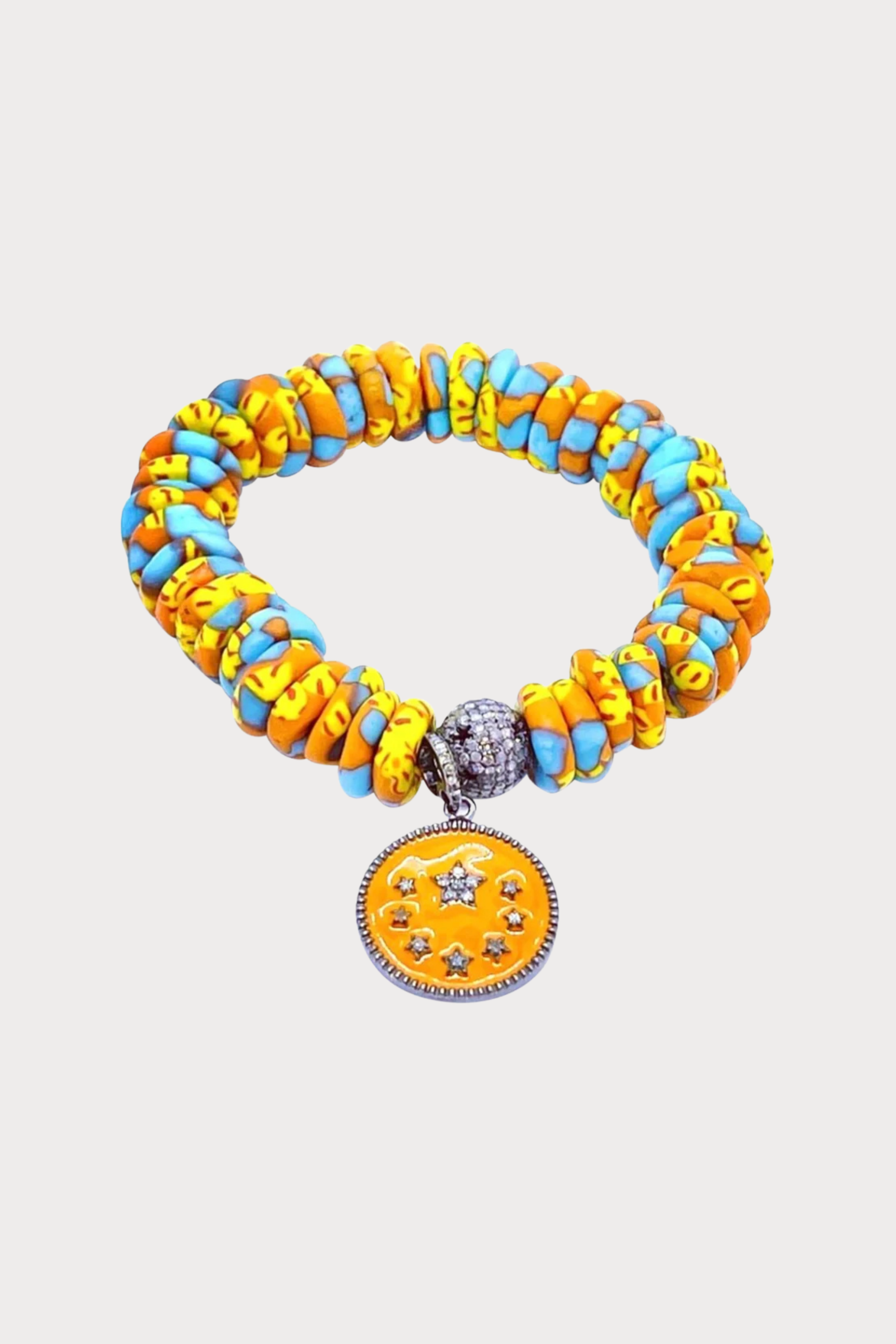 Orange Ghana Bracelet with Orange Star Charm