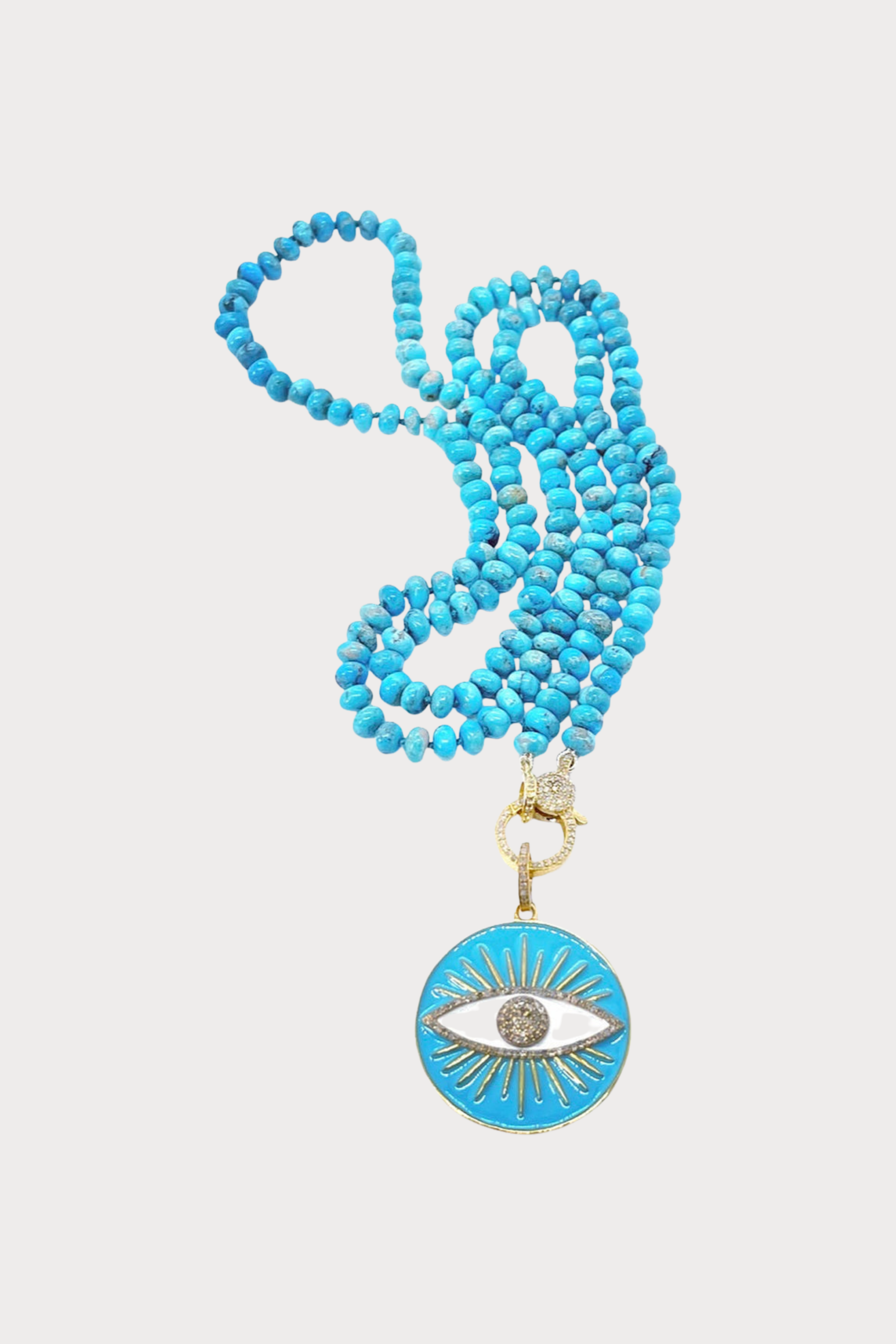 Turquoise Knotted Necklace Turquoise Enamel Evil Eye