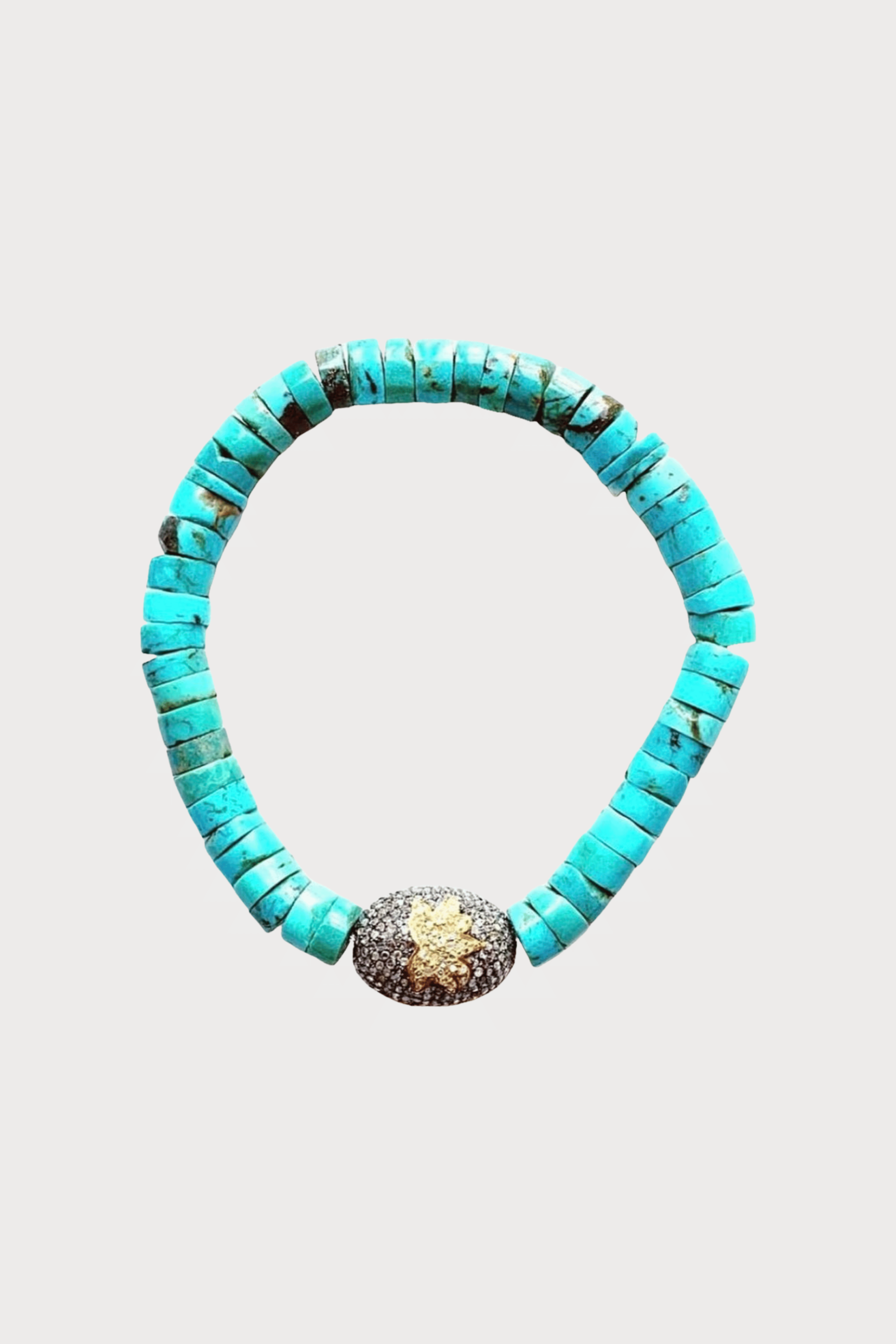 Turquoise Bracelet Two Tone Lotus Ball