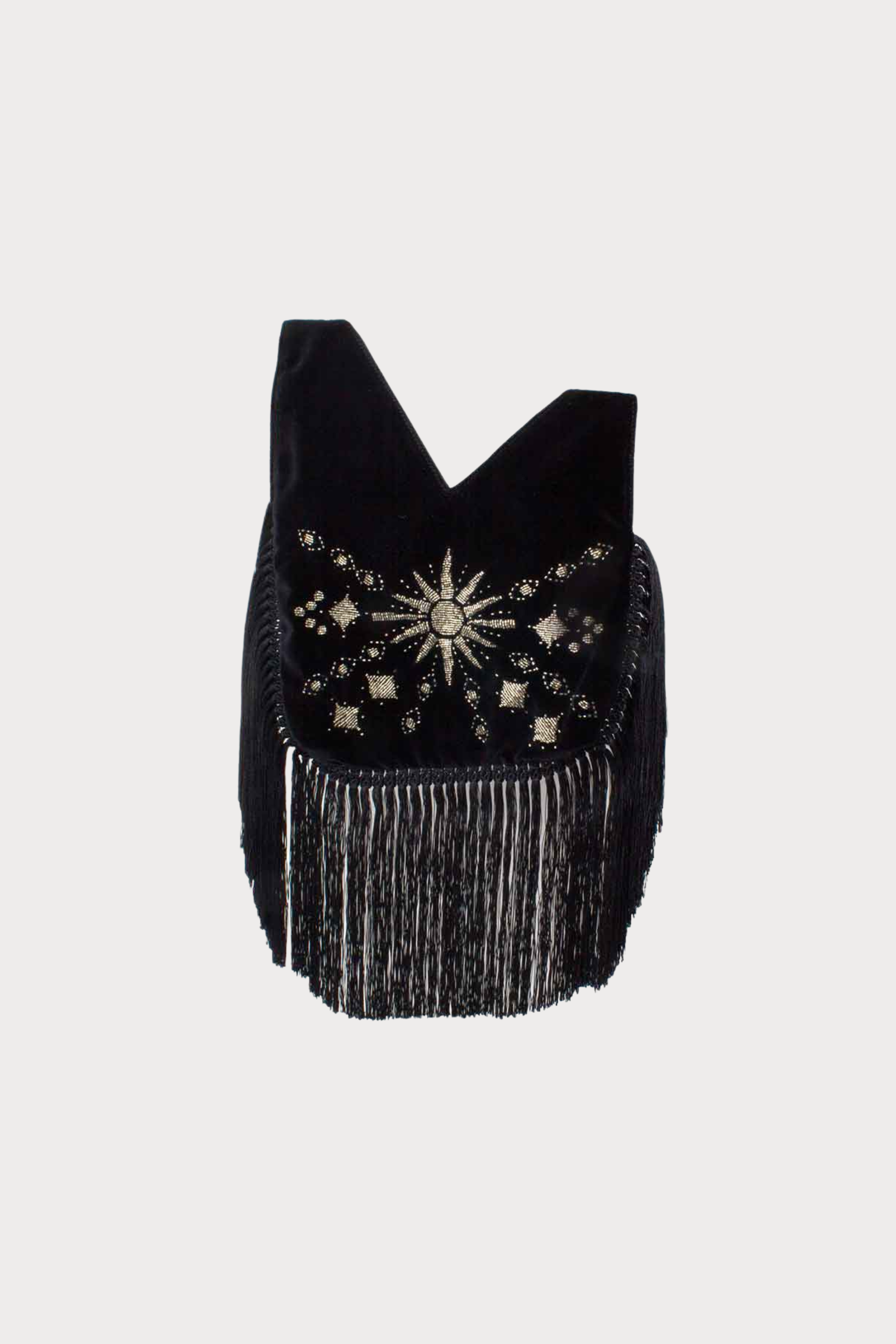 Sunrise on Black Velvet Slip Bag with Fringes