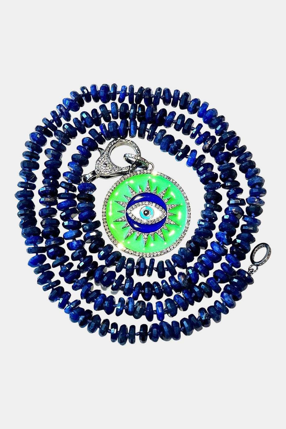 Sodalite Diamond Evil Eye Necklace