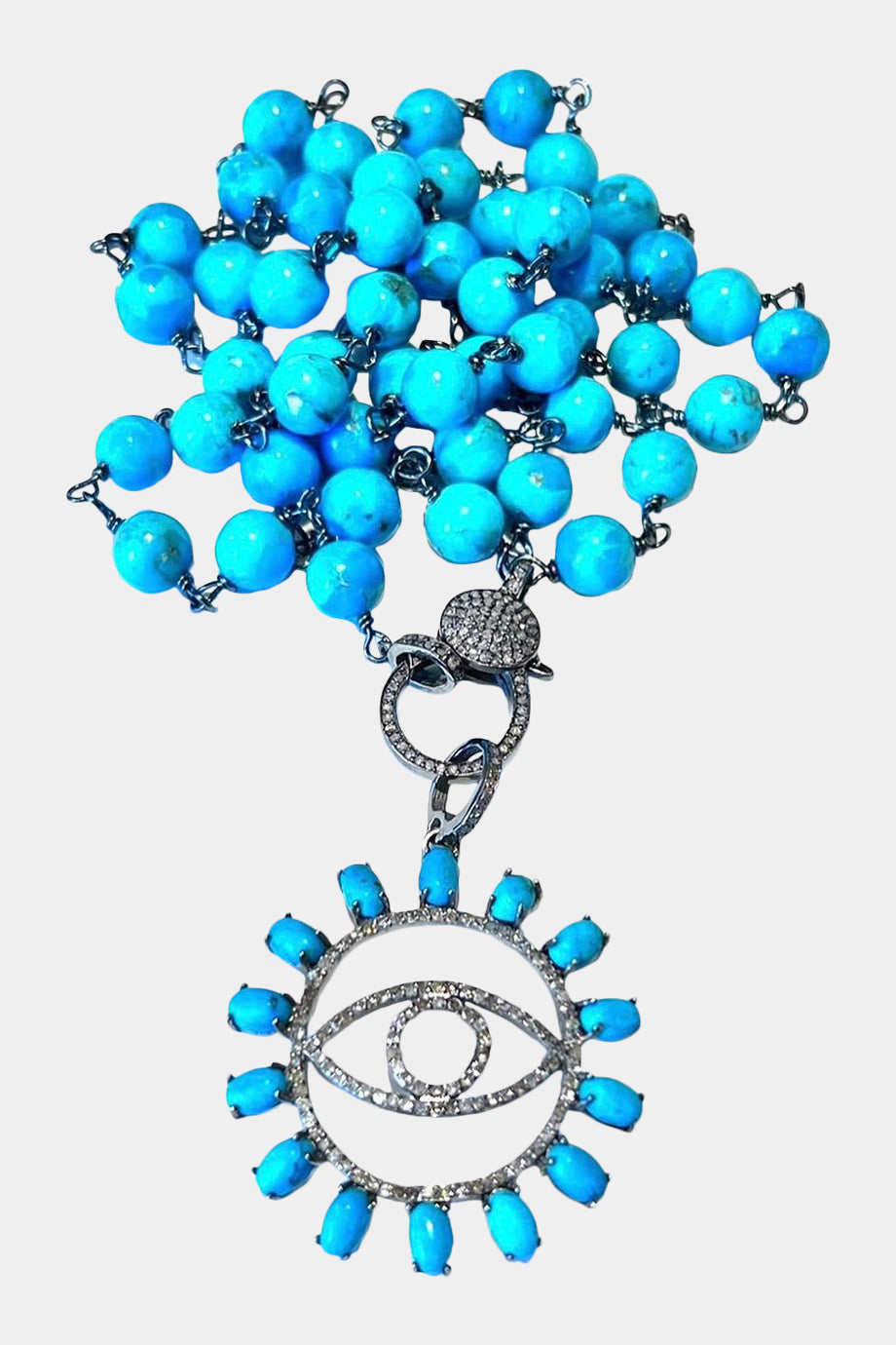 Turquoise Diamond Evil Eye Necklace