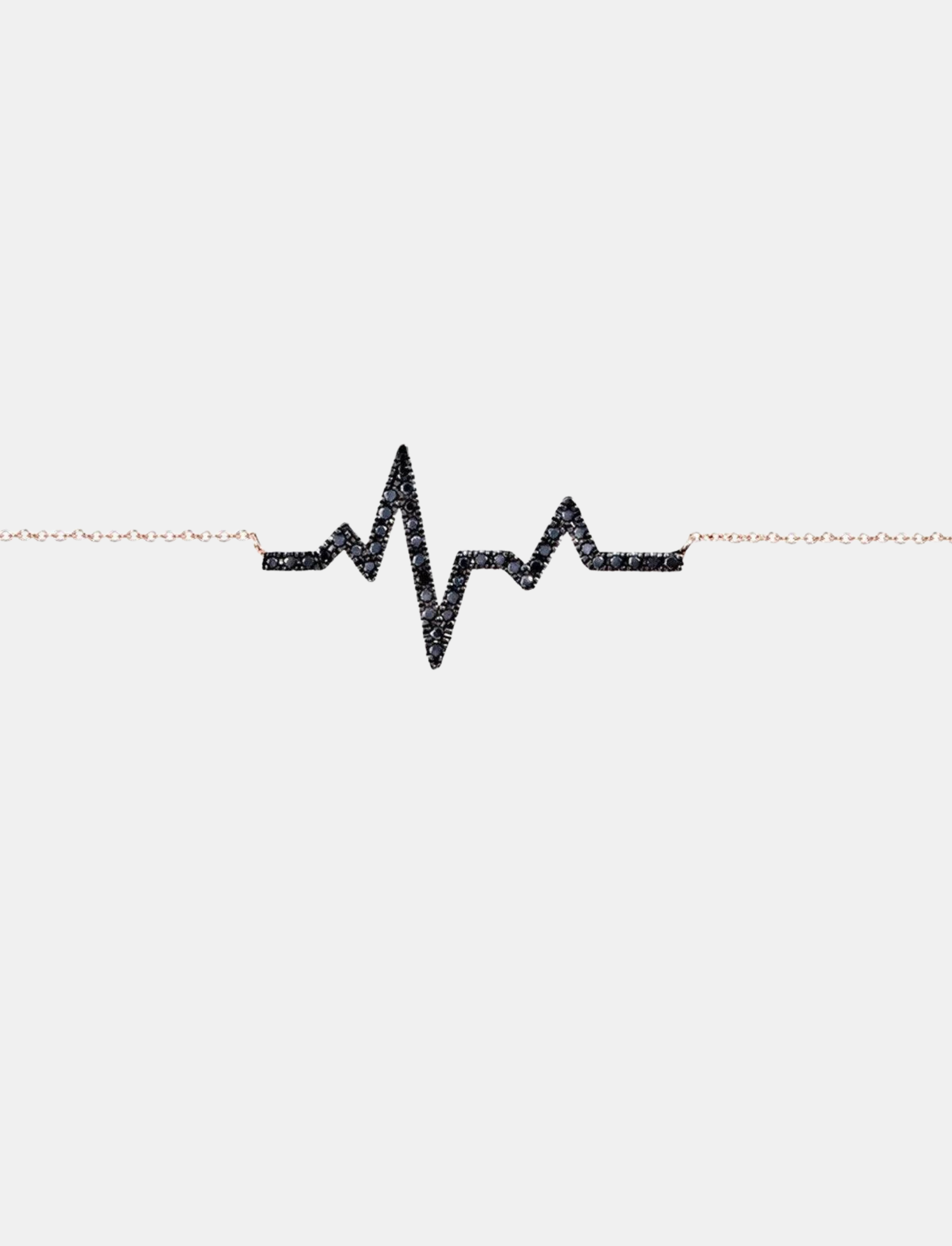 Heartbeat Necklace with Black Diamonds