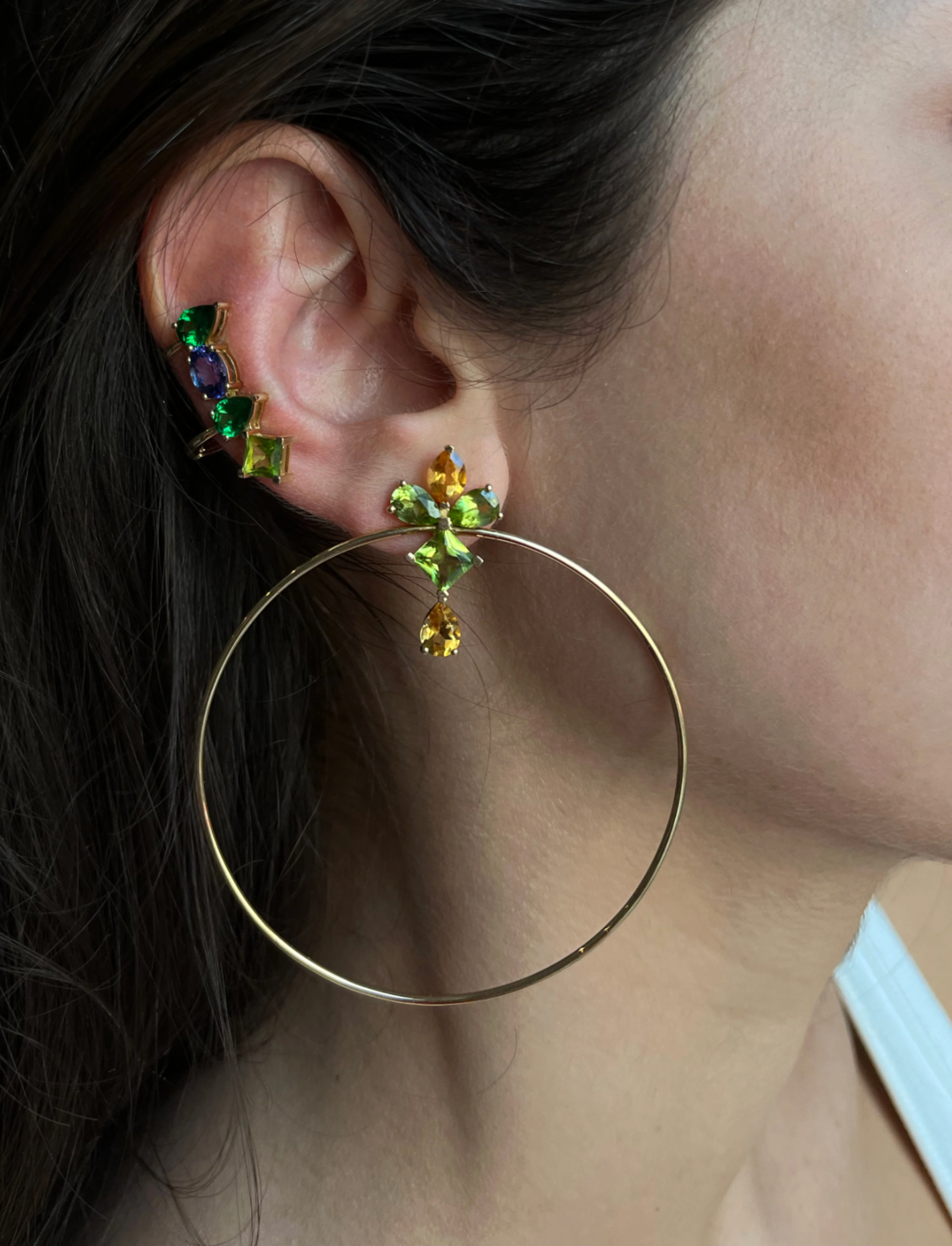 Citrine And Peridot Hoop Earrings