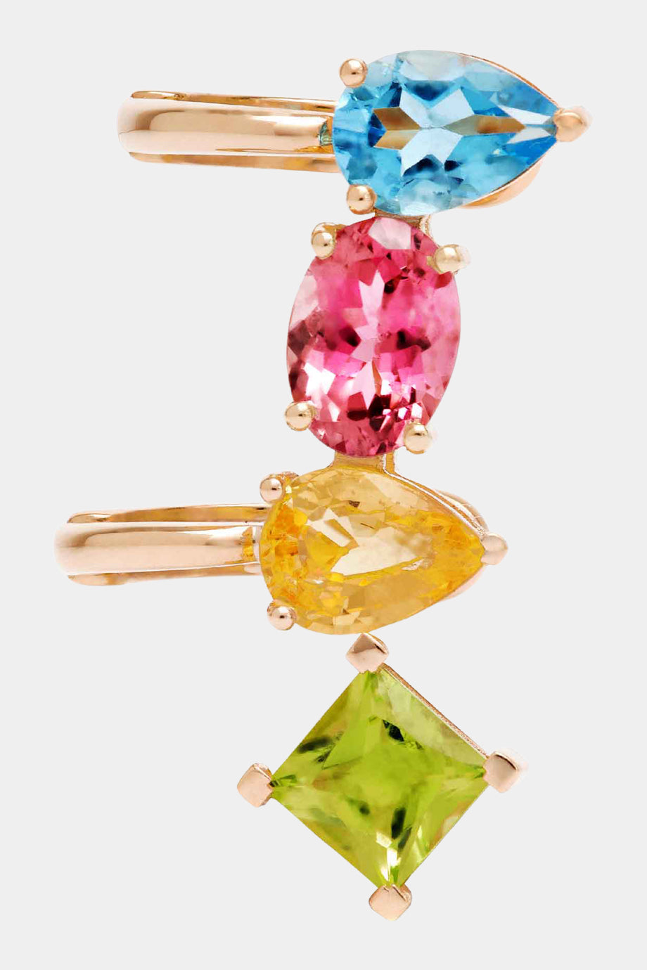 Blue Topaz, Tourmaline, Peridot & Sapphire Single Ear Cuff
