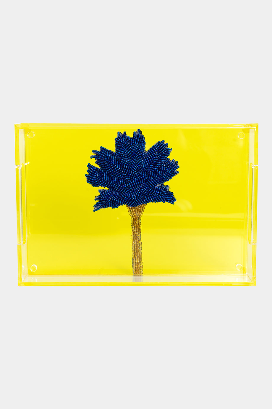 Blue Hand Beaded Palm Tree Tray