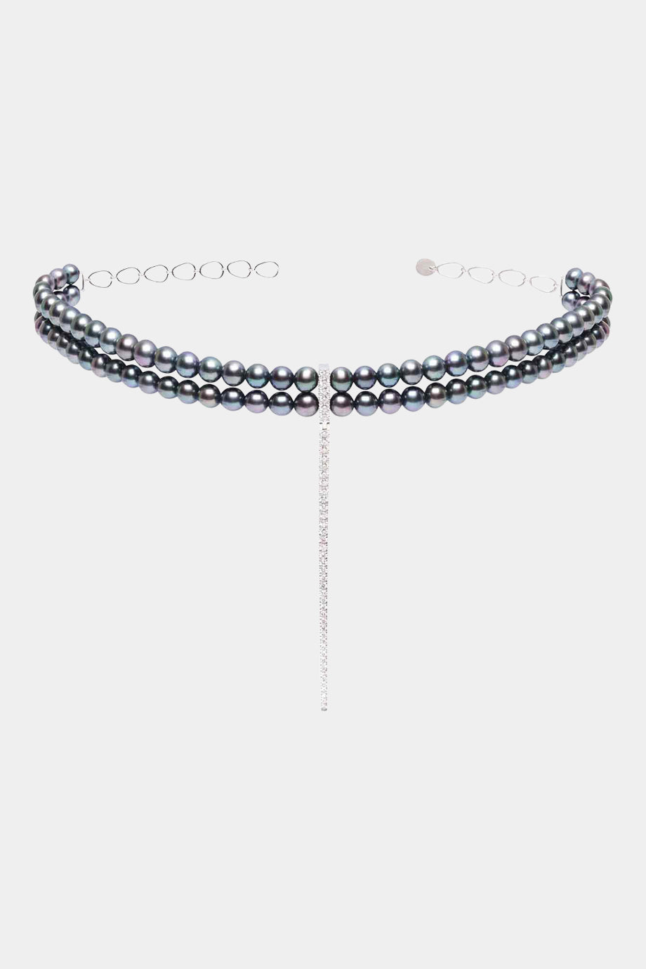 Diamond Bar Grey Pearl Choker