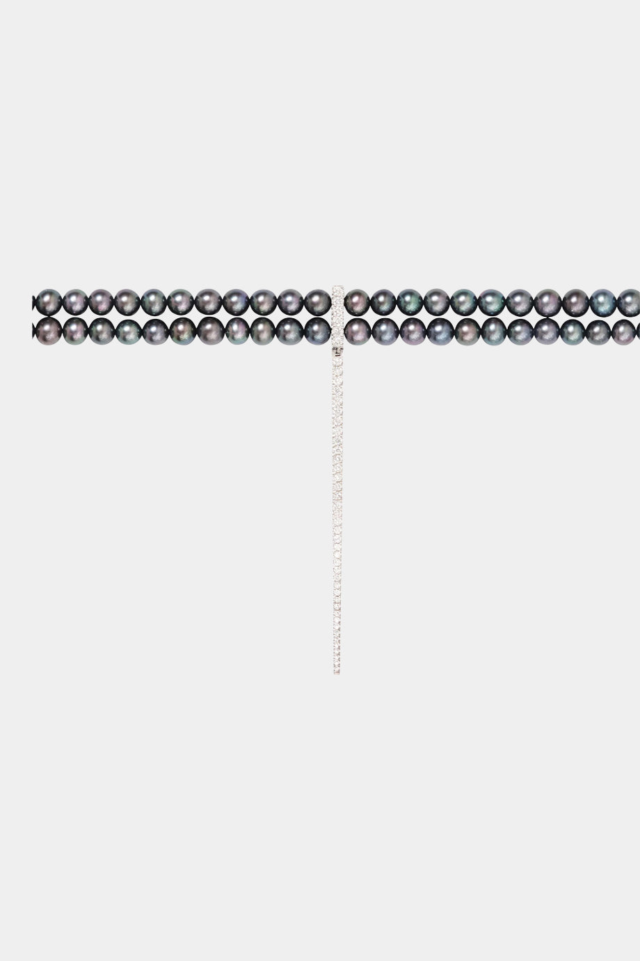 Diamond Bar Grey Pearl Choker