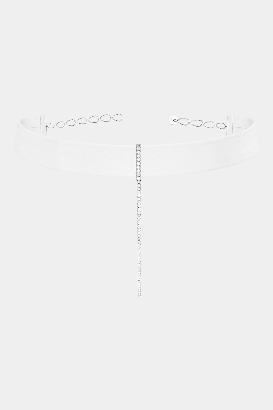 White Leather Bar Choker