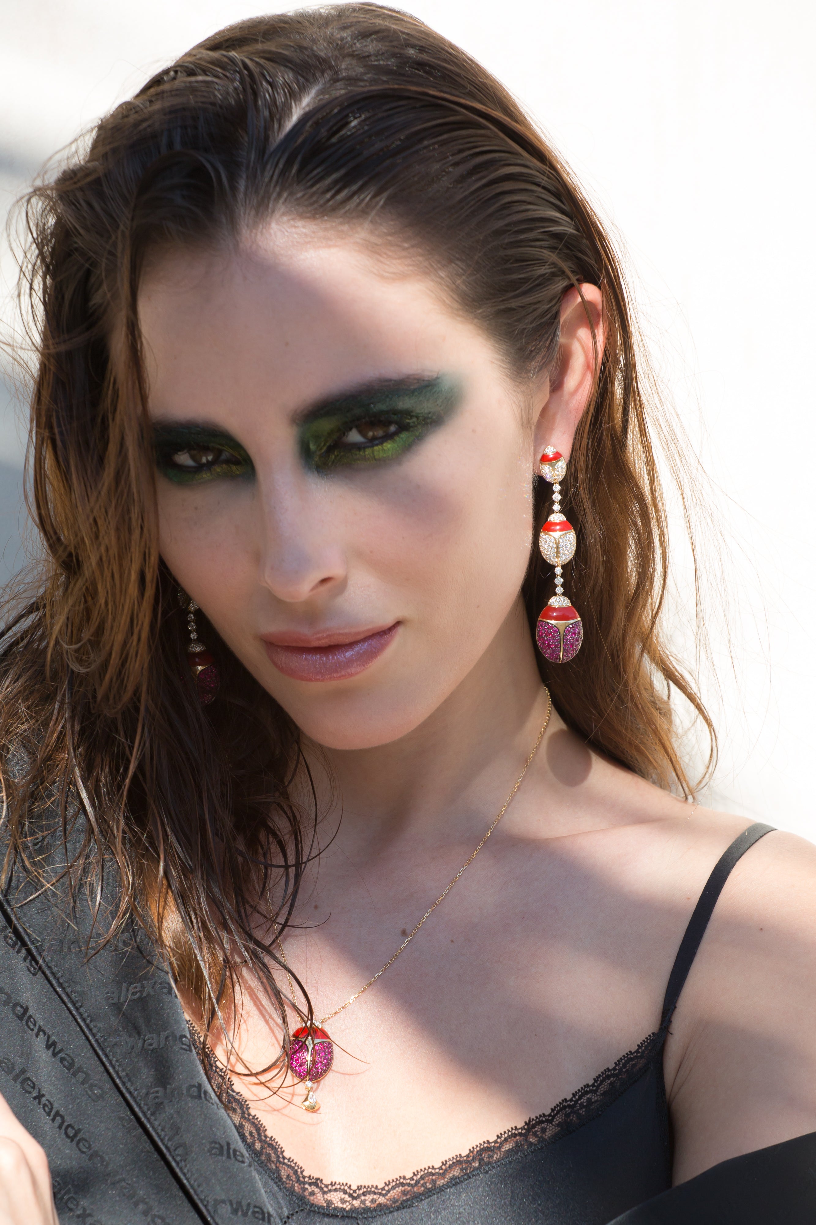 Red Scarab Earrings