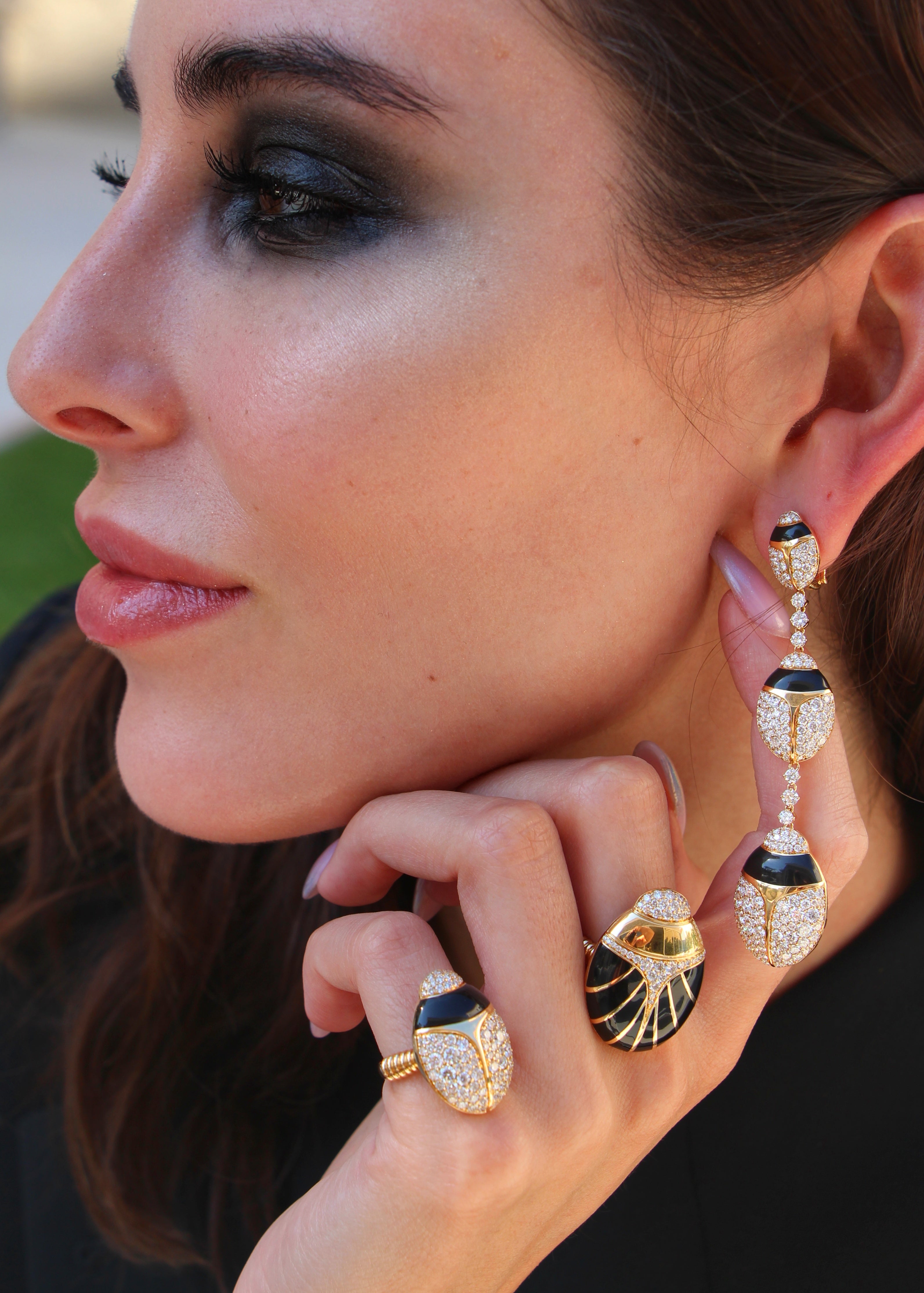 Black Scarab Earrings