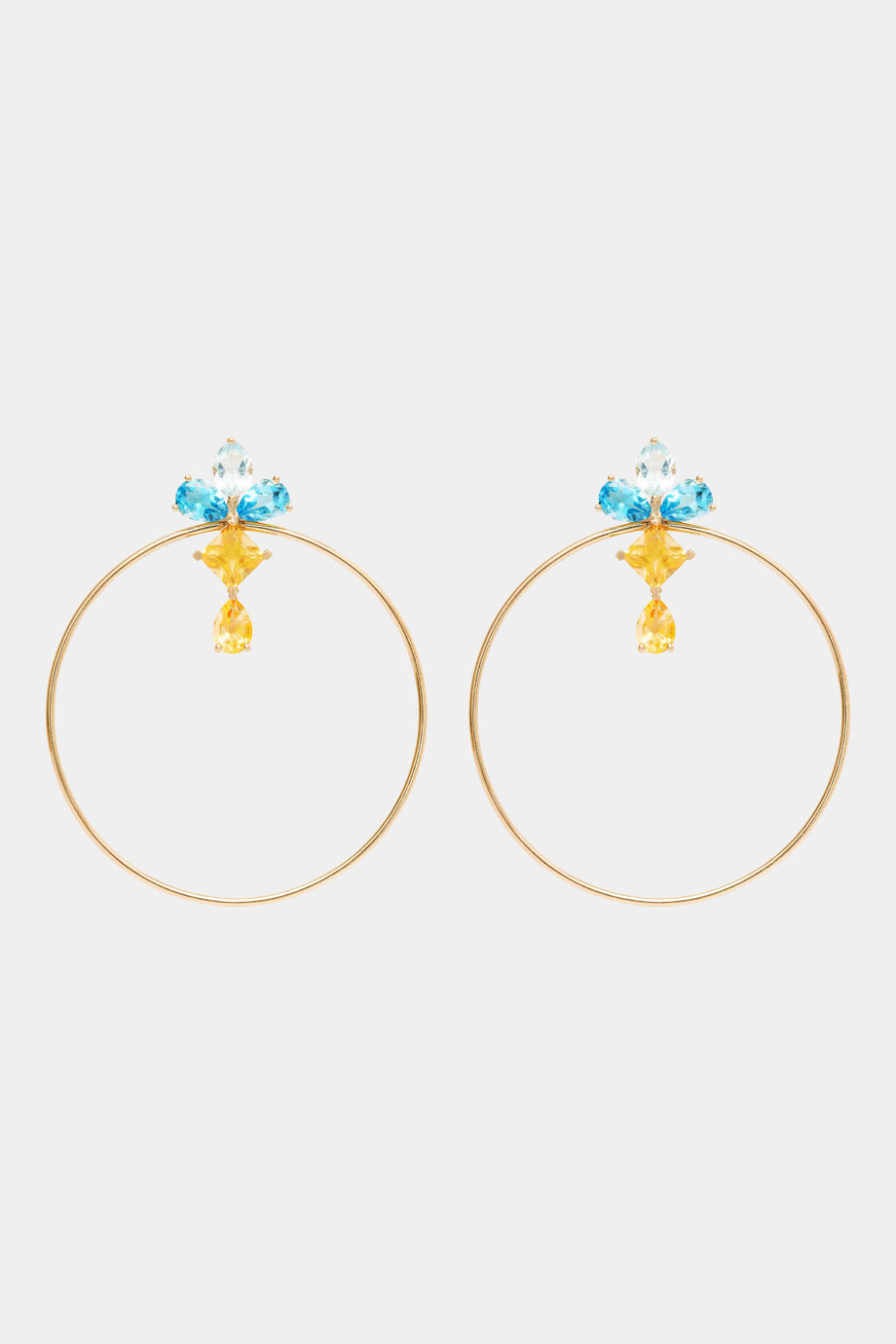 Citrine And Blue Topaz Hoop Earrings
