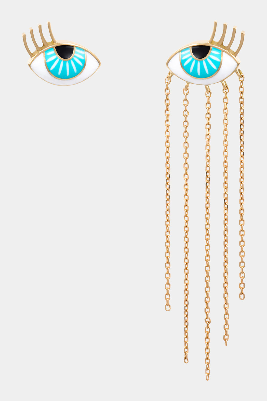 Flirty Aqua Eyes A-Symmetrical Earrings