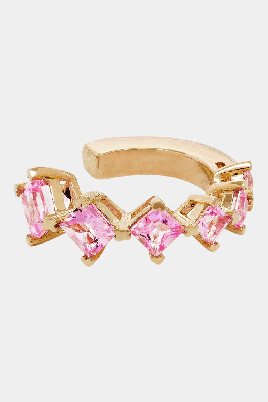 Pink Sapphire Round Ear Cuff