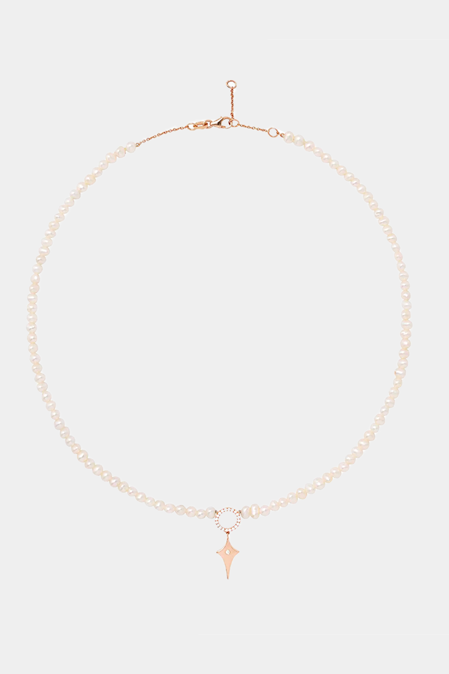 Shield Charm Necklace with Pearls