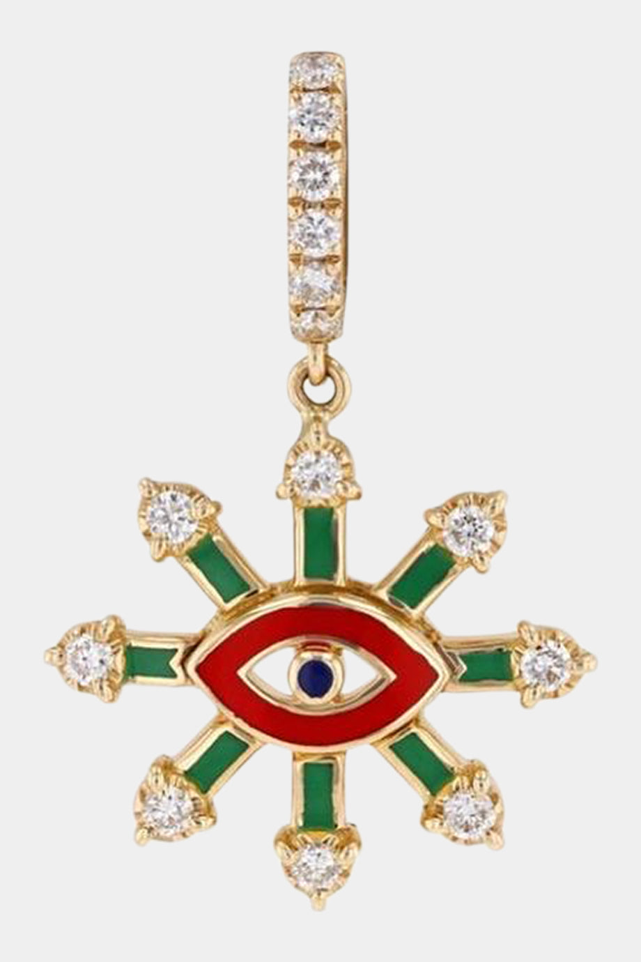 Crazy Eyes Yellow Gold Clip On Pendant