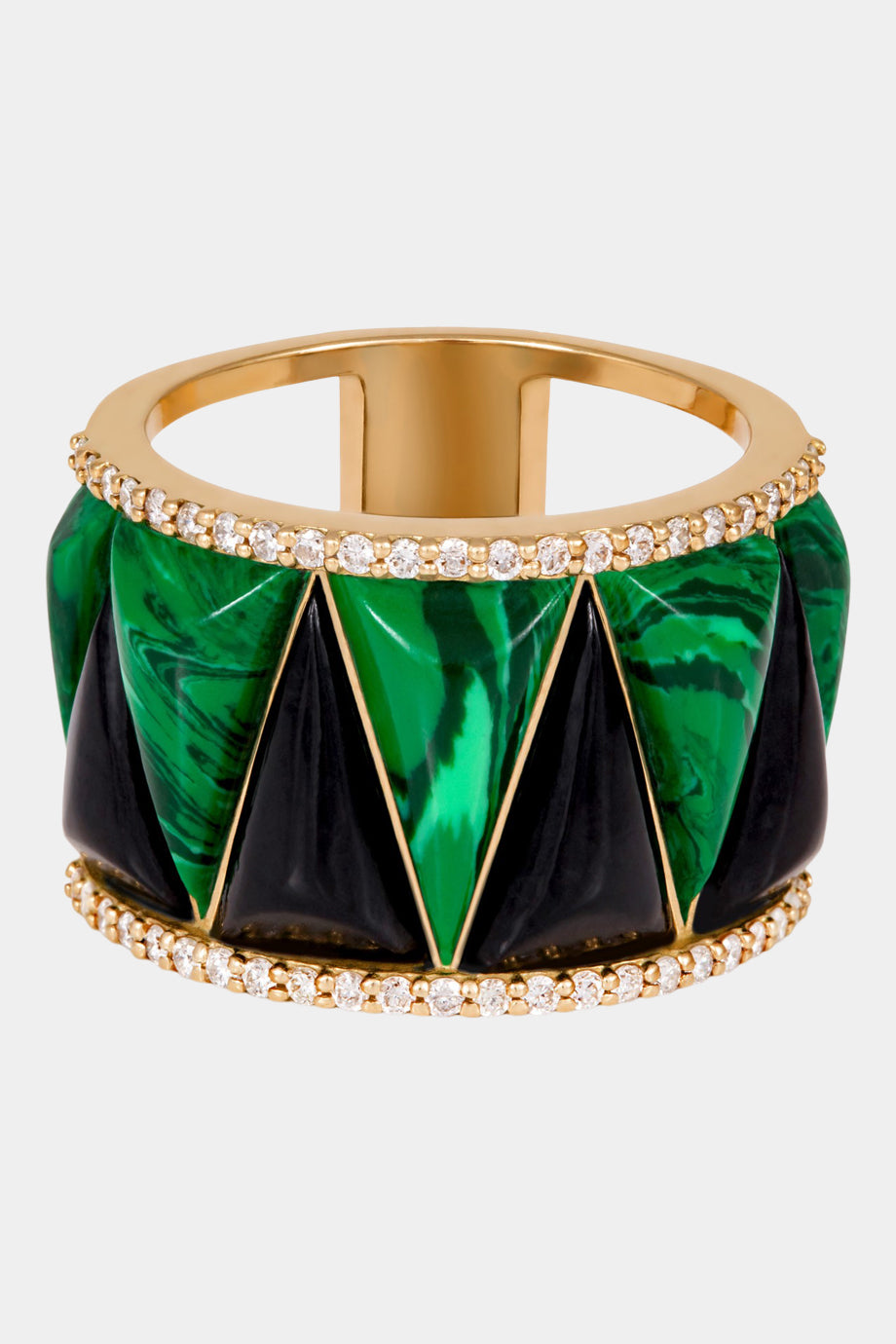 Malachite, Onyx & Diamond Soho Ring
