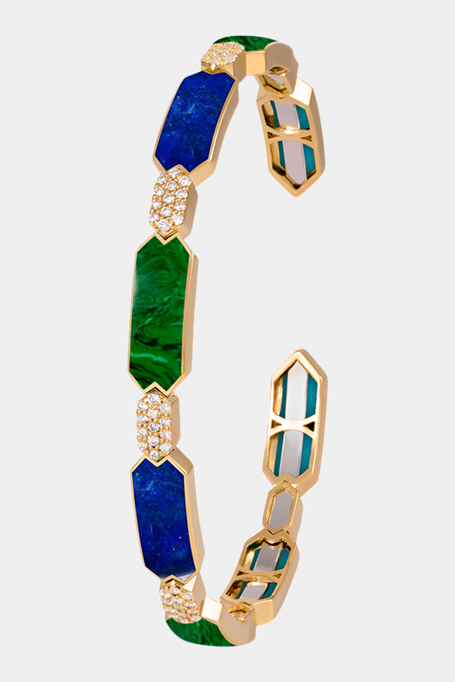 Soho Gold With Lapis And Malachite Bangle