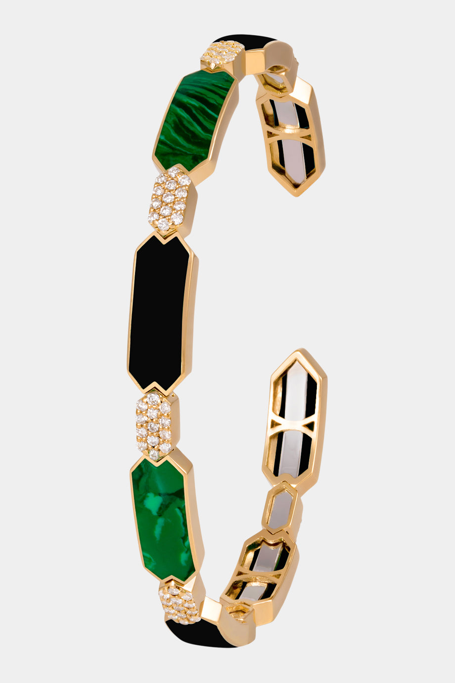 Soho Gold With Malachite And Onyx Bangle