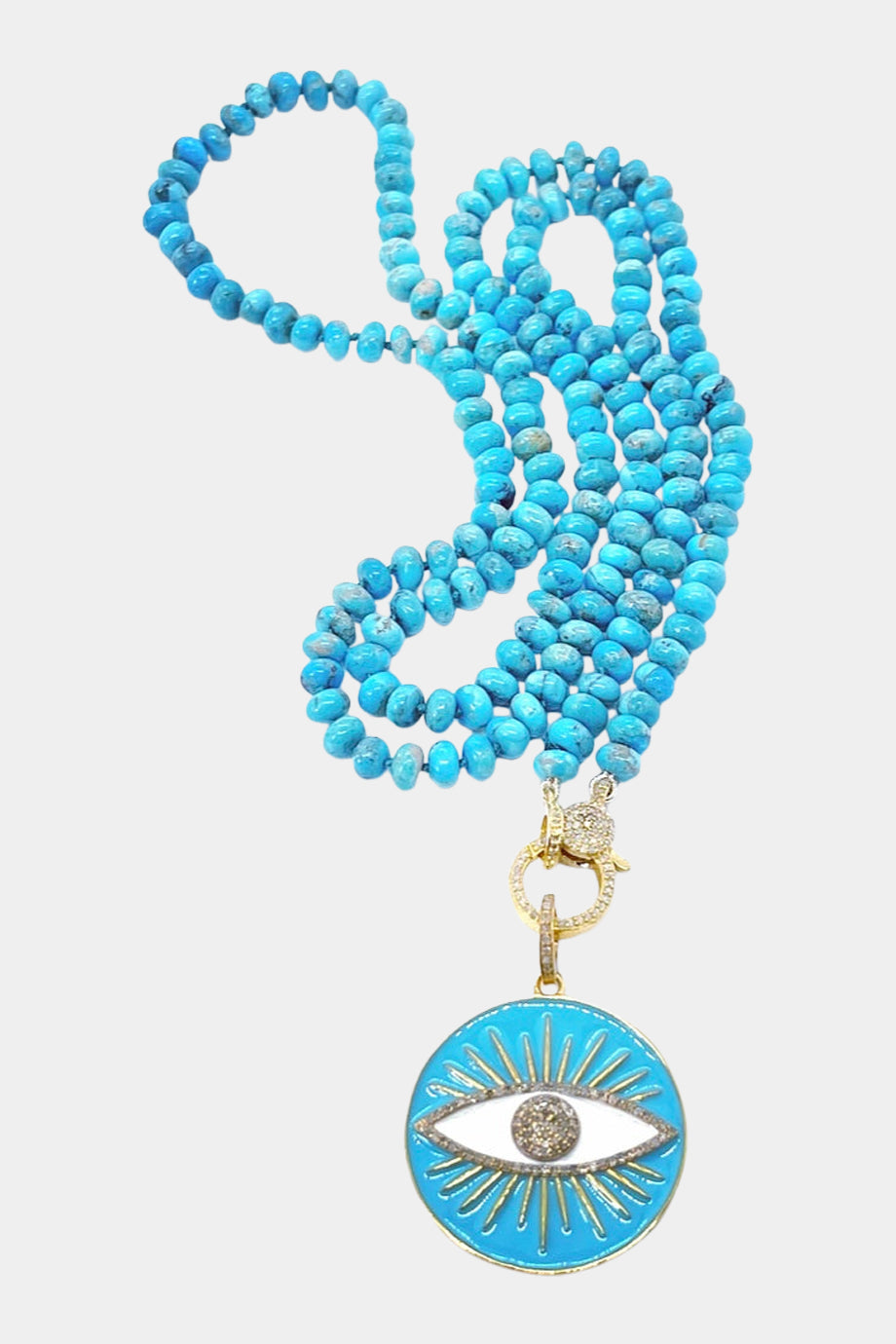 Turquoise Knotted Necklace Turquoise Enamel Evil Eye