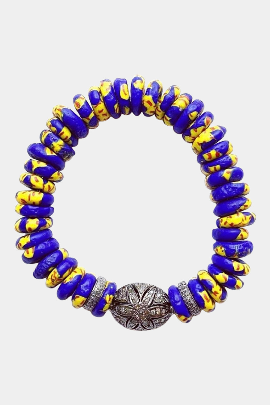 Yellow & Blue Ghana Bracelet Diamond Oval Ball