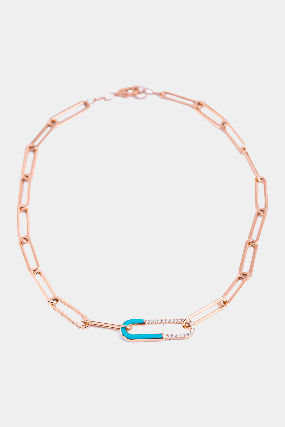 Safety Pin Necklace Blue