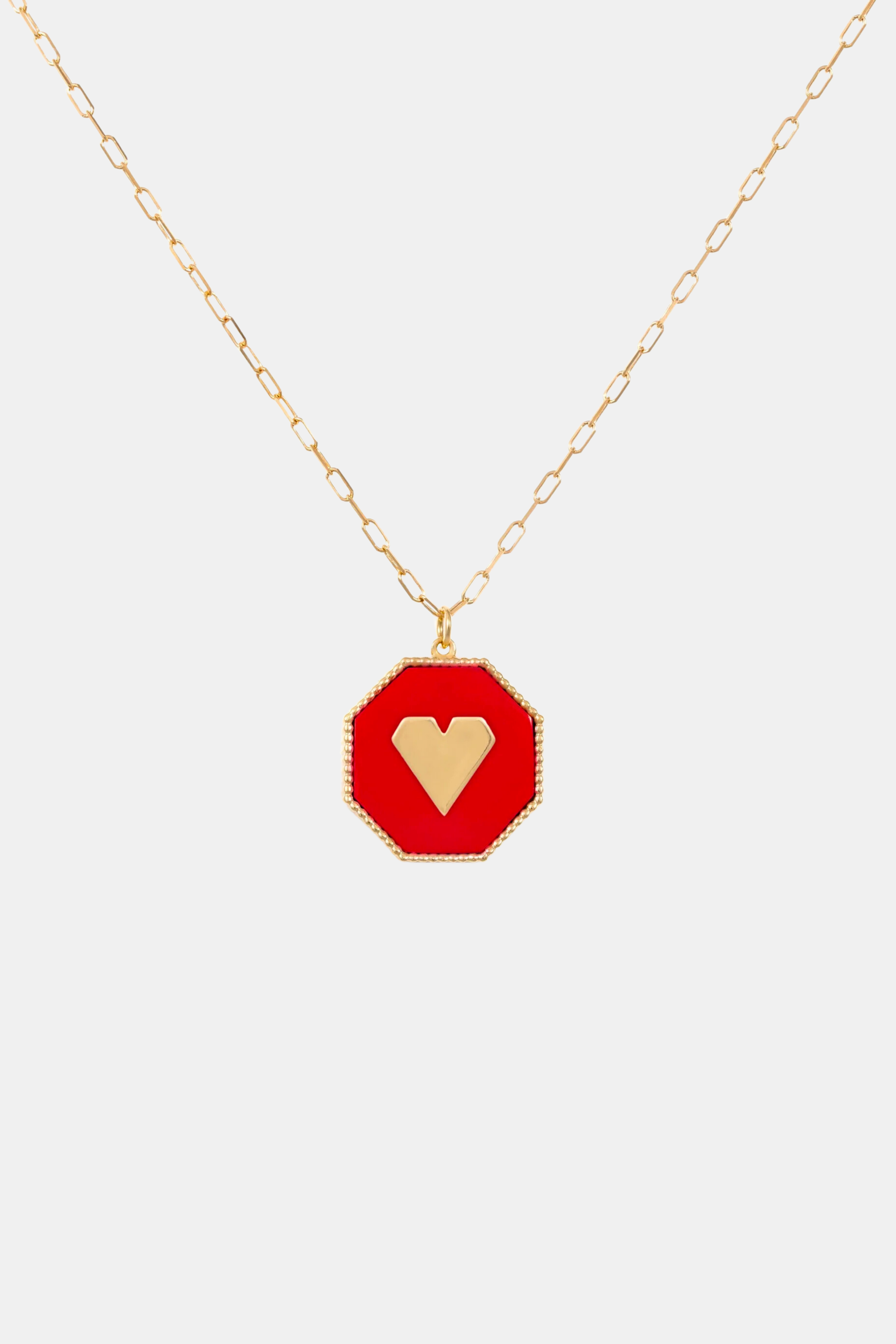 Joyful Geometric Heart Coral Necklace