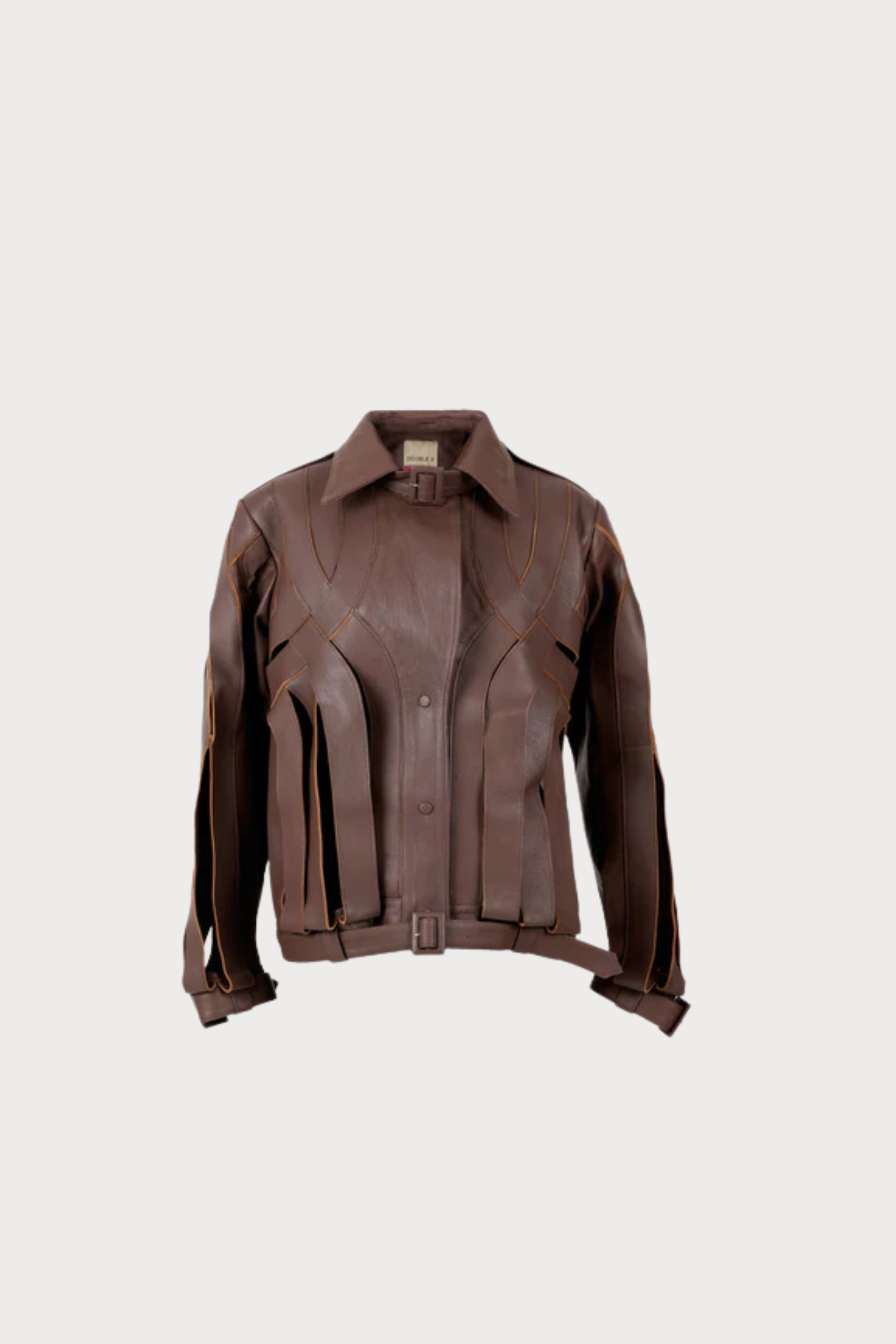 Brianna Oversized Leather Jacket Brown