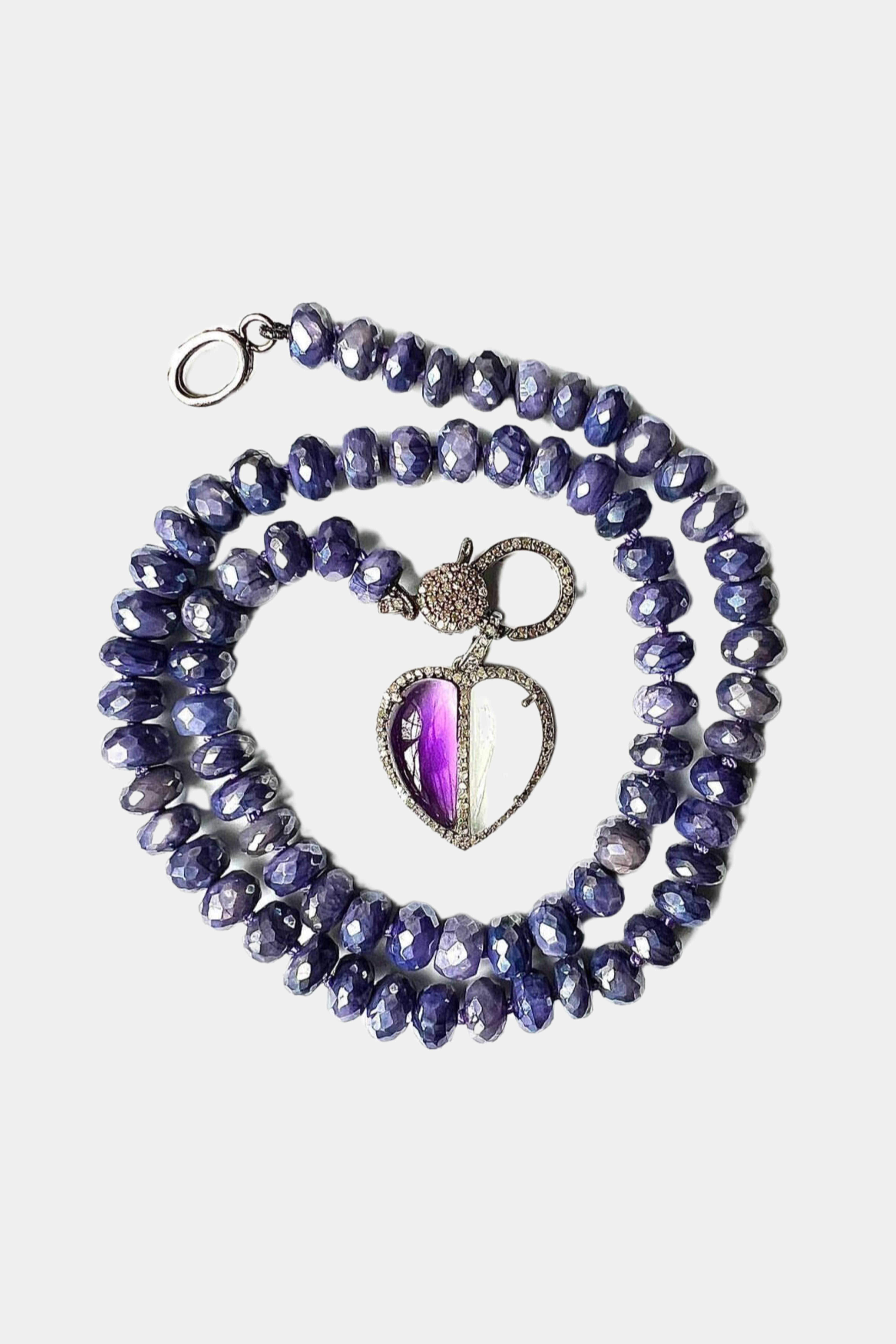 Purple Silverite Pave Diamond Necklace