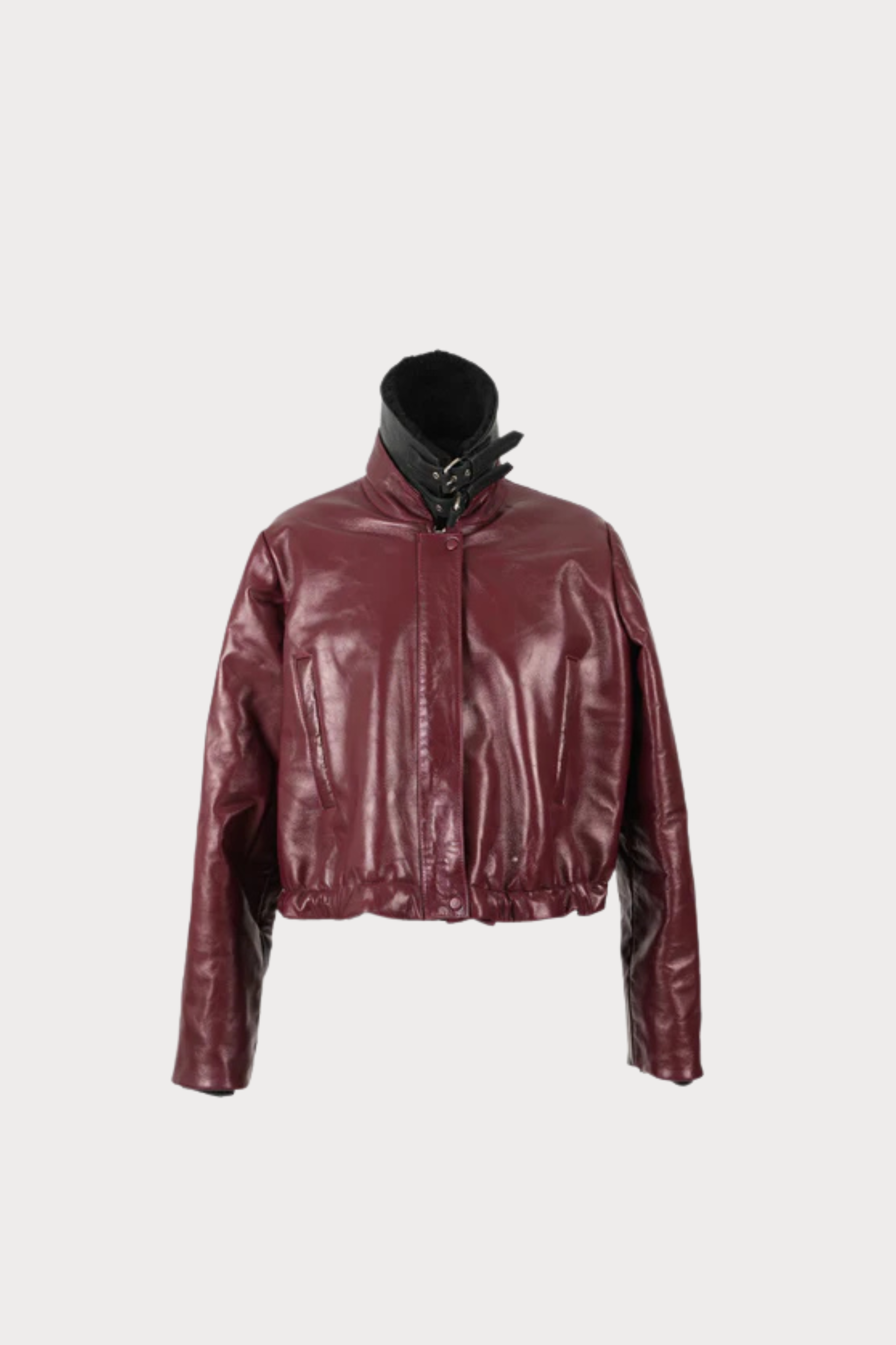 Jasper Leather Bomber Jacket Burgundy