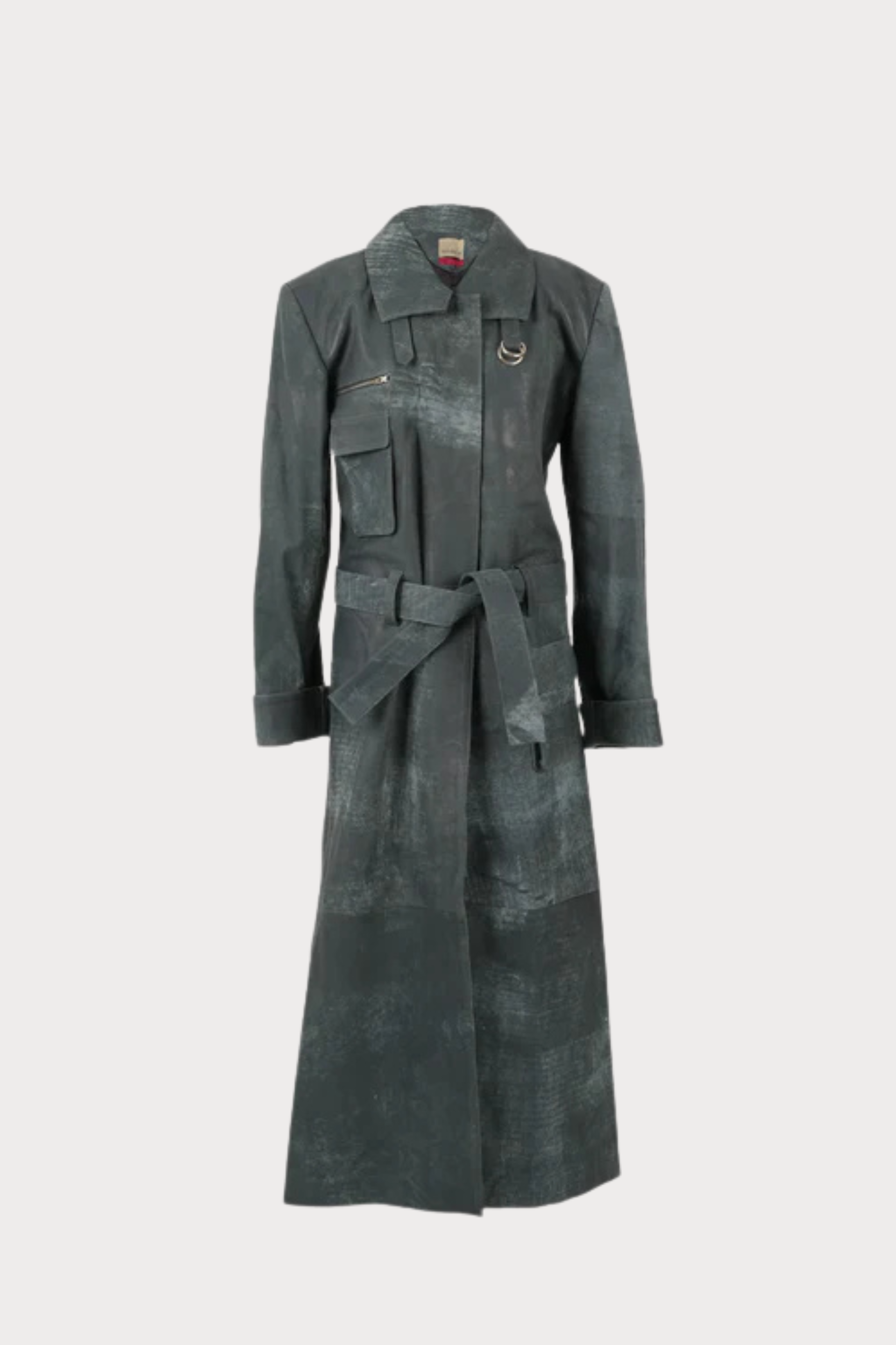 Austin Leather Coat Washed Grey