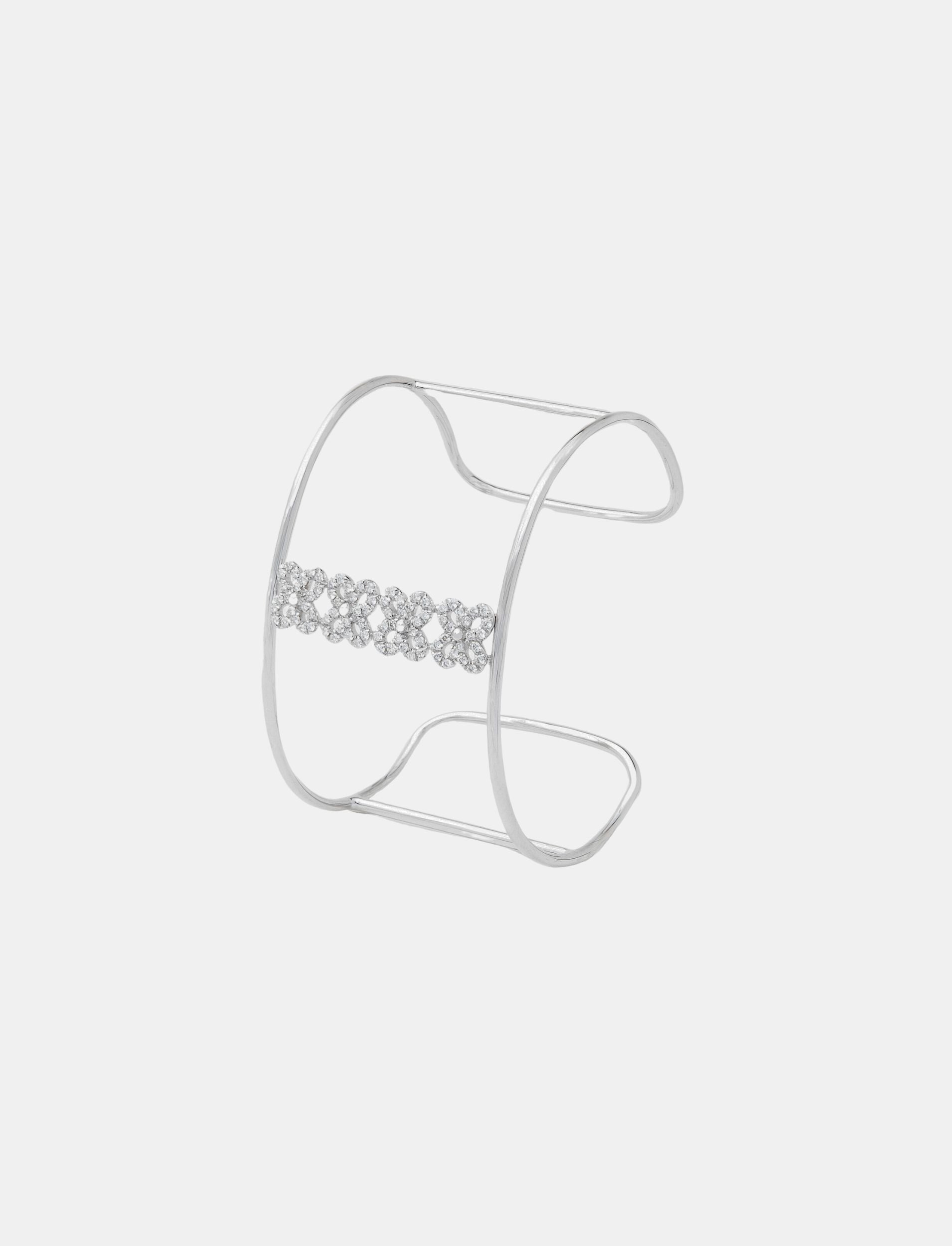 White Diamond Flower Cuff Bracelet