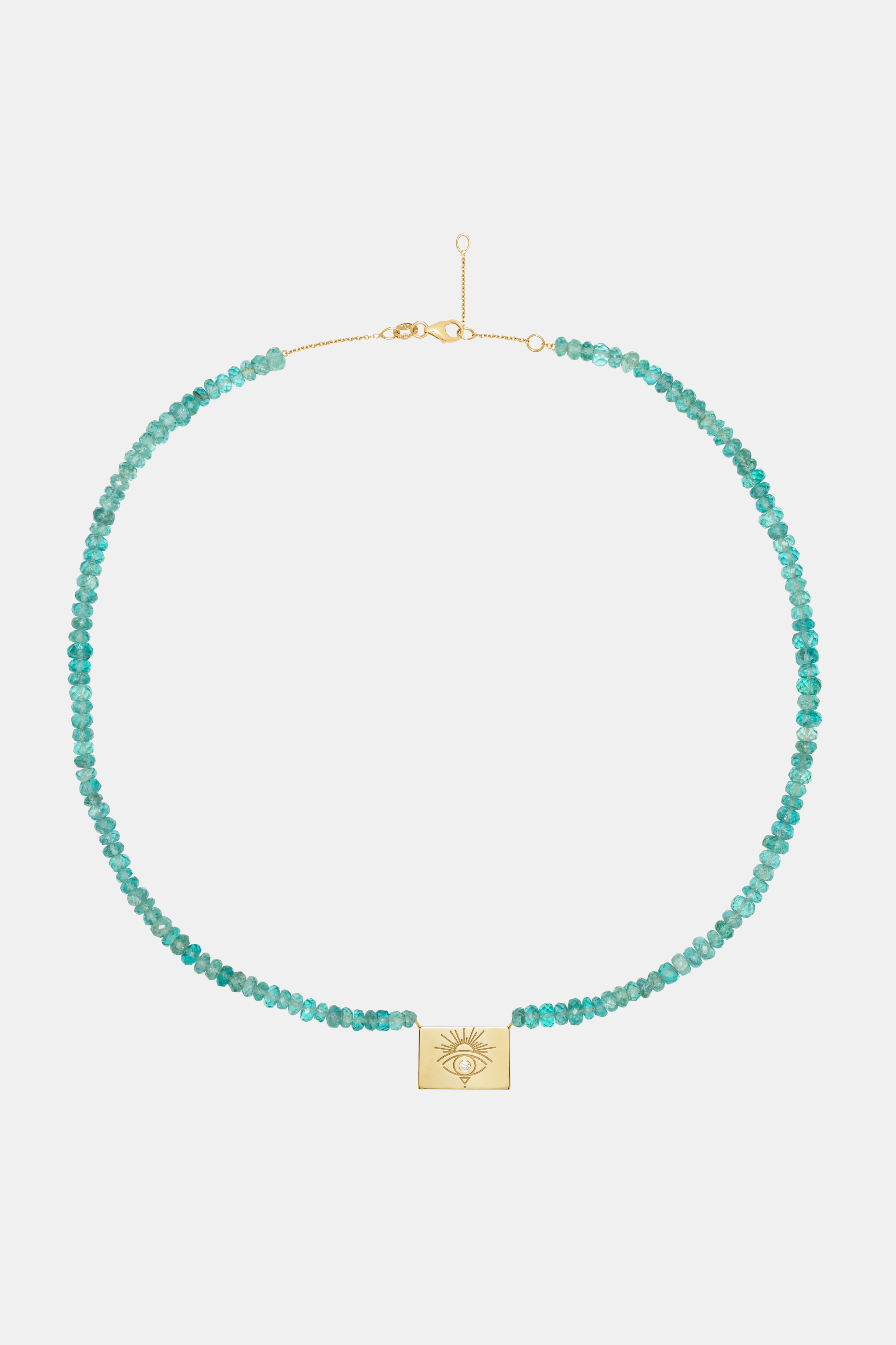 Apatite Beaded Necklace With Rectangle Sunset Eye