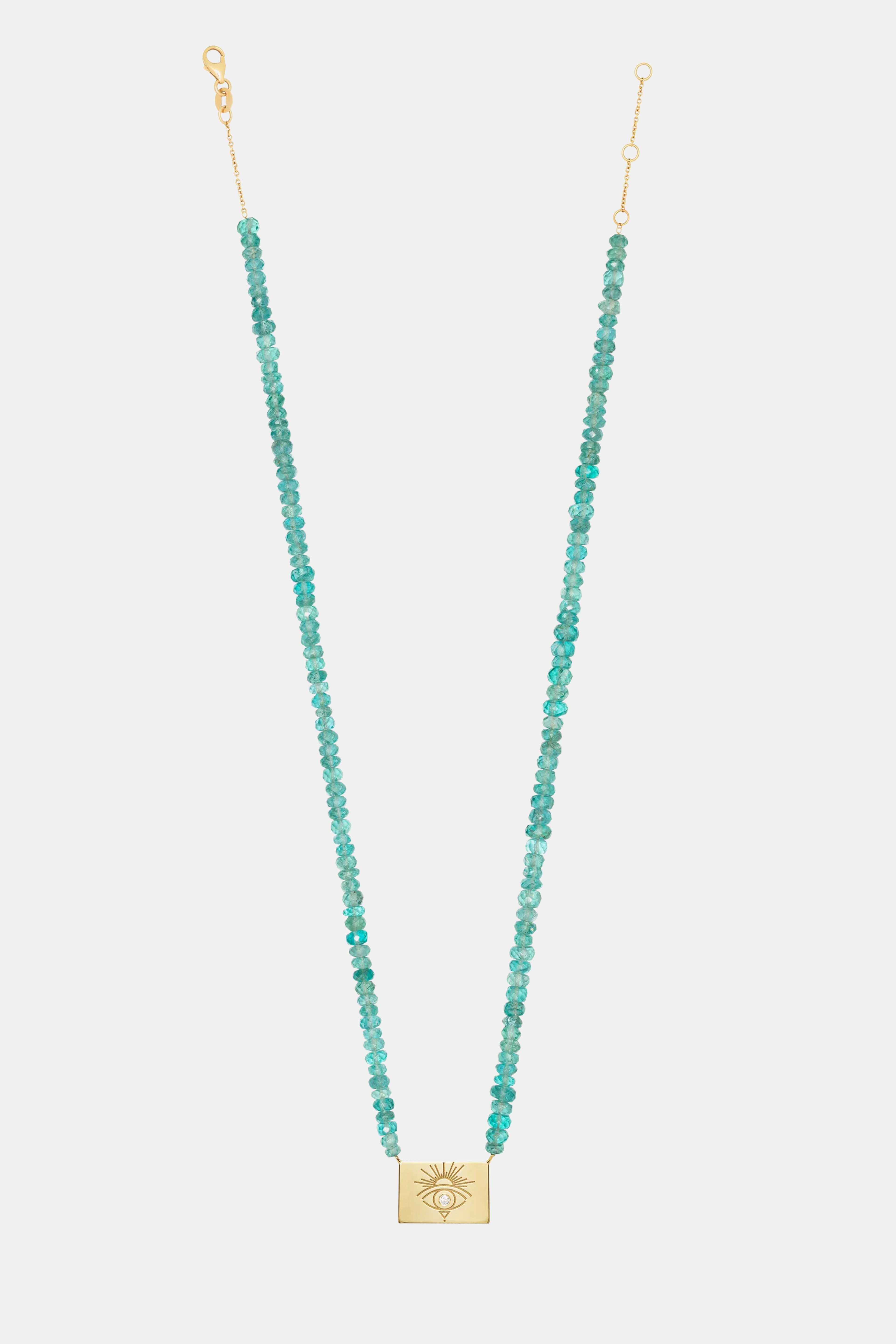 Apatite Beaded Necklace With Rectangle Sunset Eye