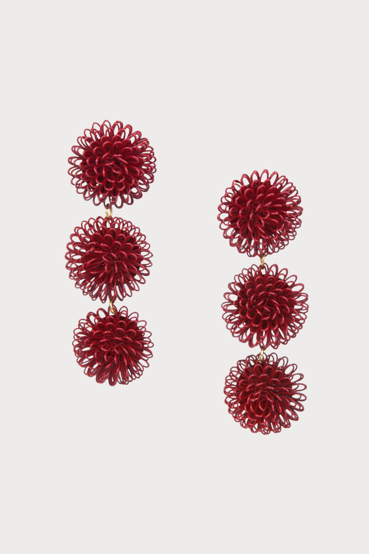 Red Pompom Earrings