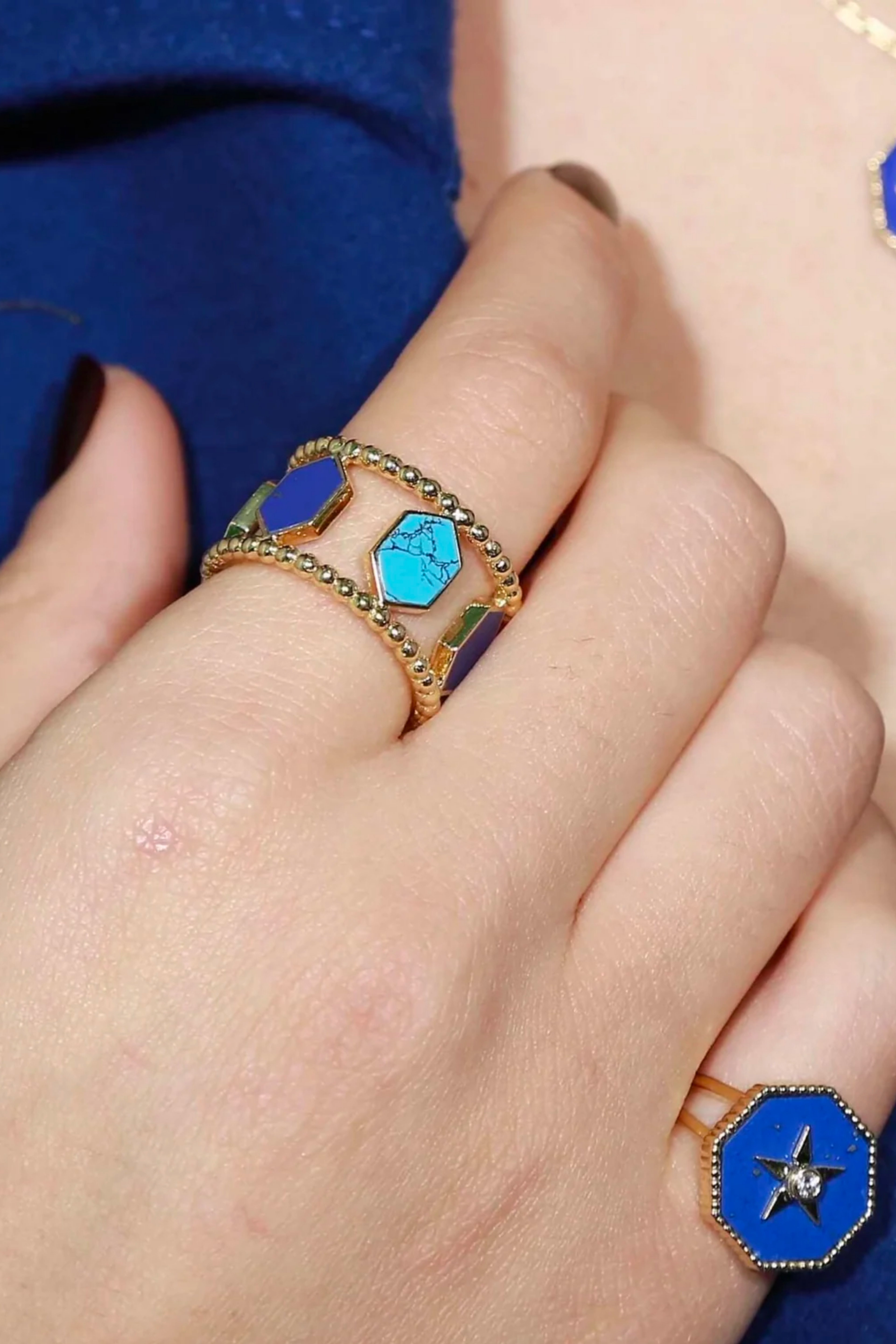 Joyful Star Lapis Lazuli Pinkey Ring