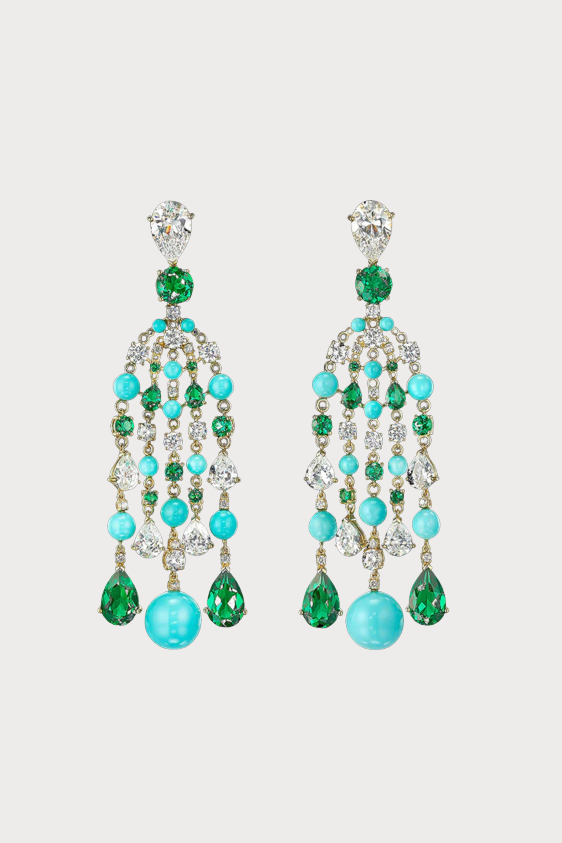 Turquoise Emerald Raindrop Earrings