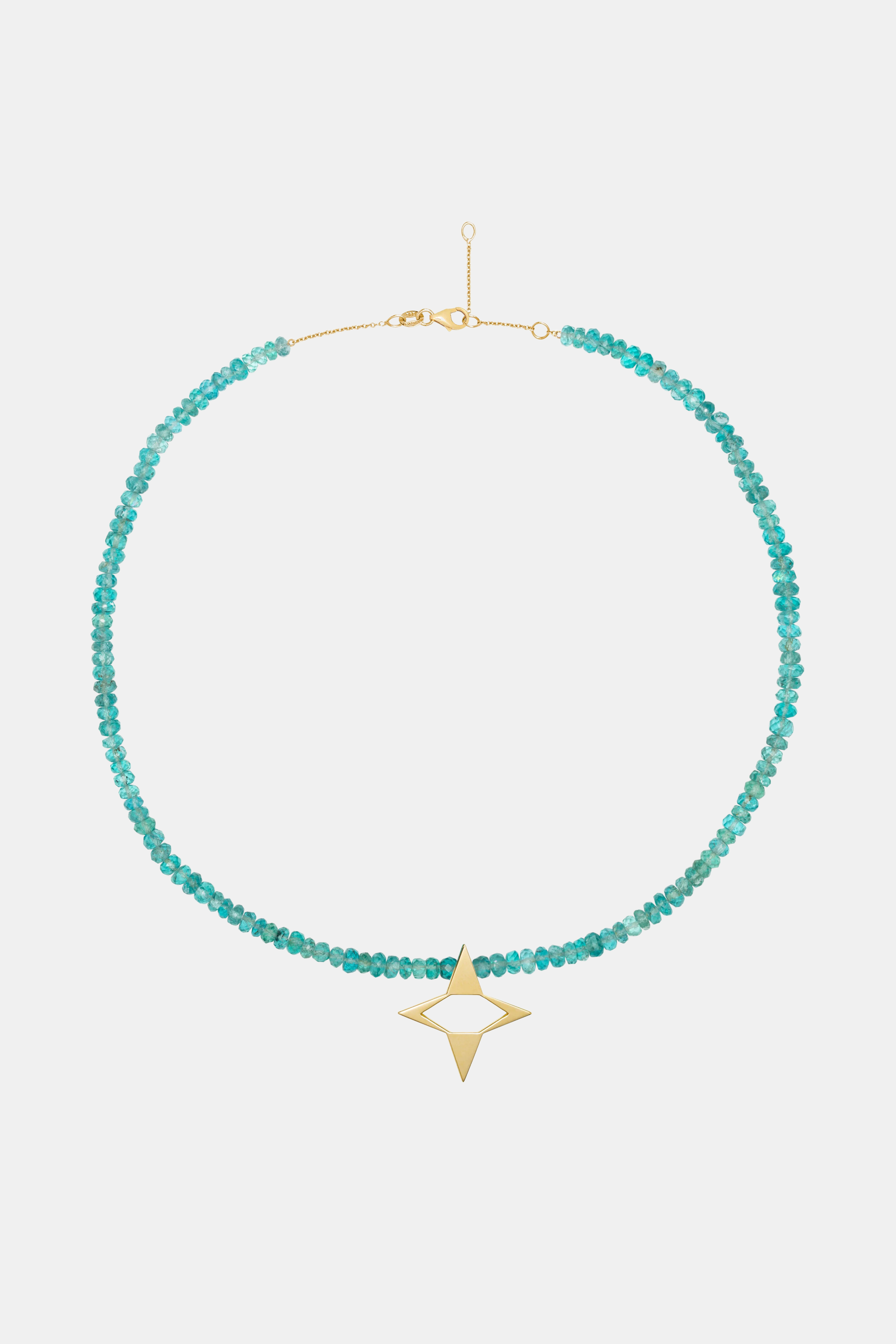 Apatite Beaded Necklace With Star Relief Pendant